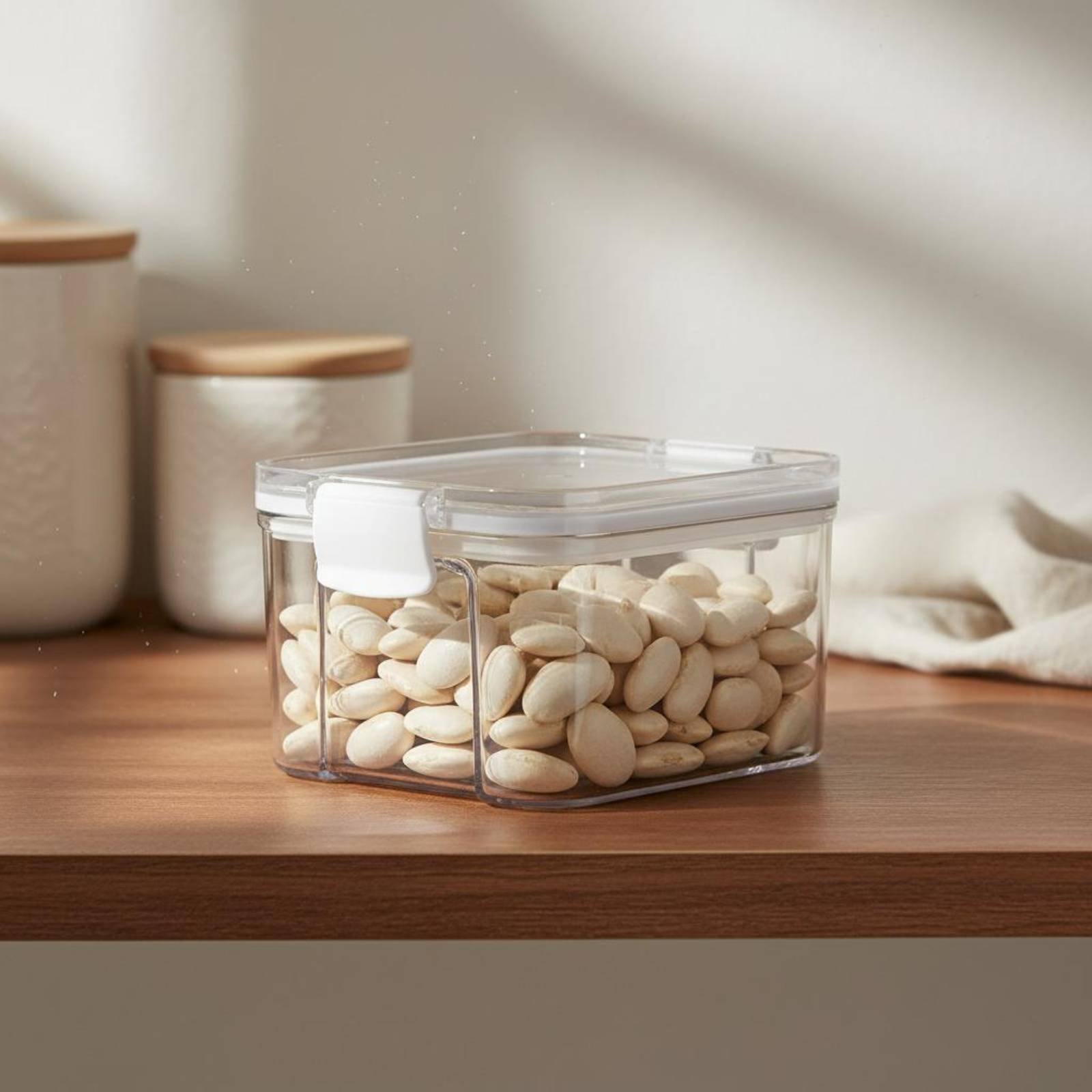 Food Storage Jars - 気密食品保存容器、防湿密閉穀物保存瓶、透明プラスチックキャニスター、カウンター用