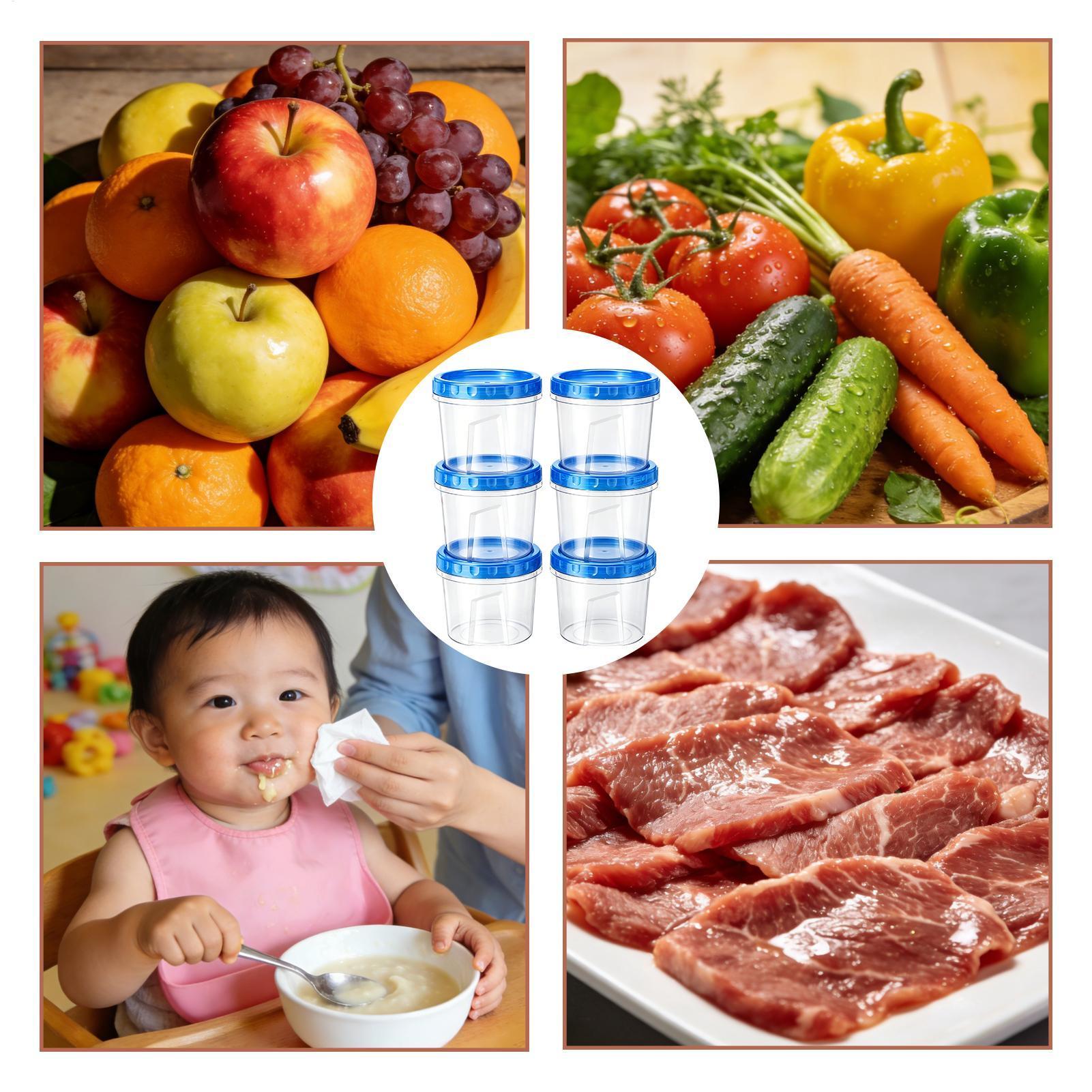 Food Storage For Refrigerator - 冷凍庫用食品保存容器 6個入り 16オンス 漏れ防止 積み重ね可能な冷凍庫用食品保存容器 冷蔵庫キッチン用