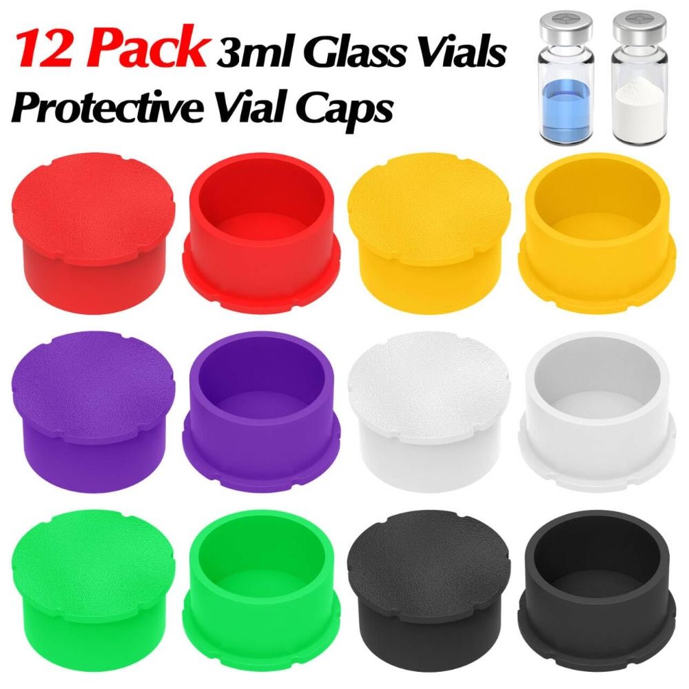 Food Storage Set Glass - 12 個/パック 漏れ防止ガラスバイアル 保護バイアルキャップ 再利用可能なダストプラグ 防塵蓋