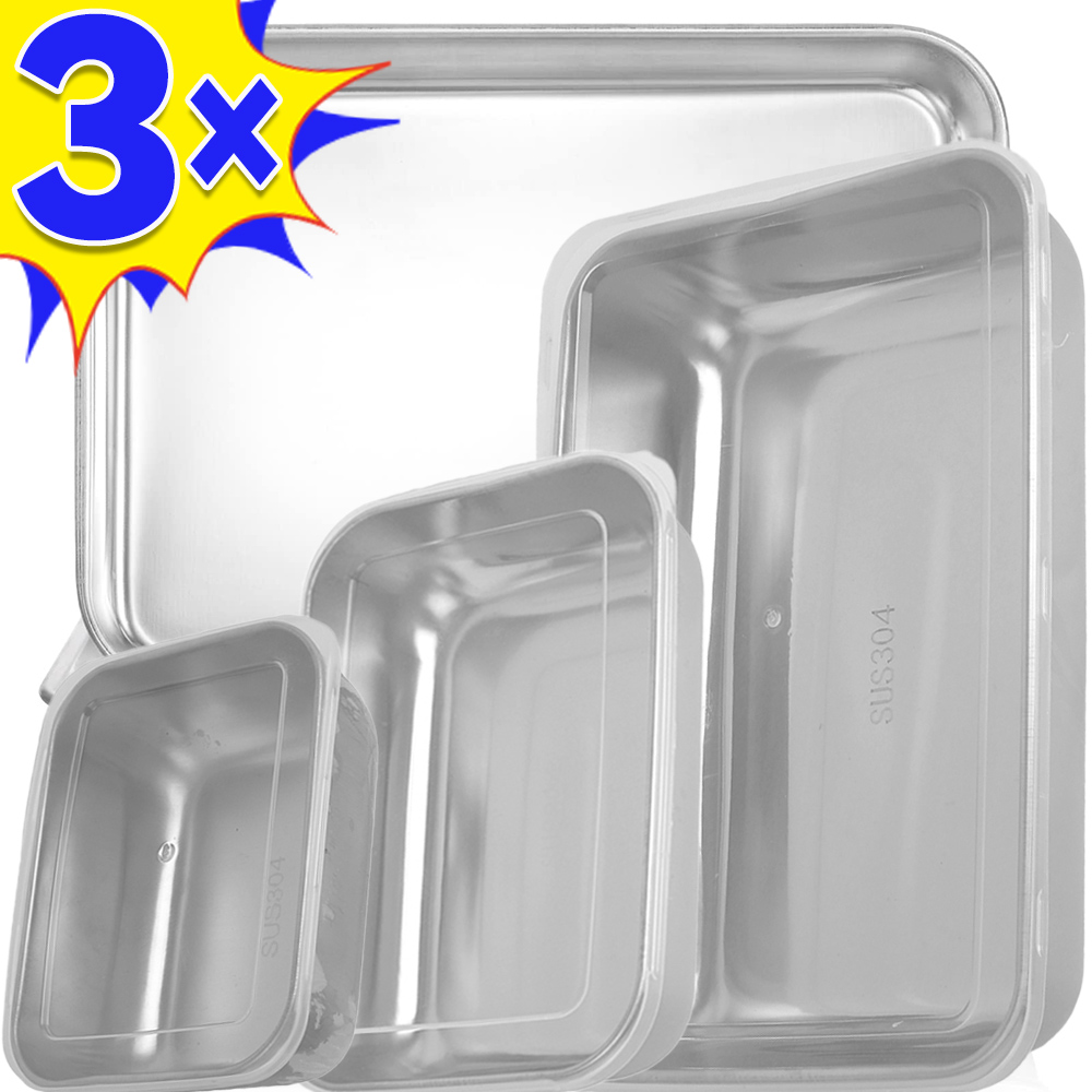 Food Storage Meals - 蓋付きの長方形のステンレス鋼の食品収納ボックス、生鮮食品保存容器、ソーセージ、麺、カバー付きフルーツ皿