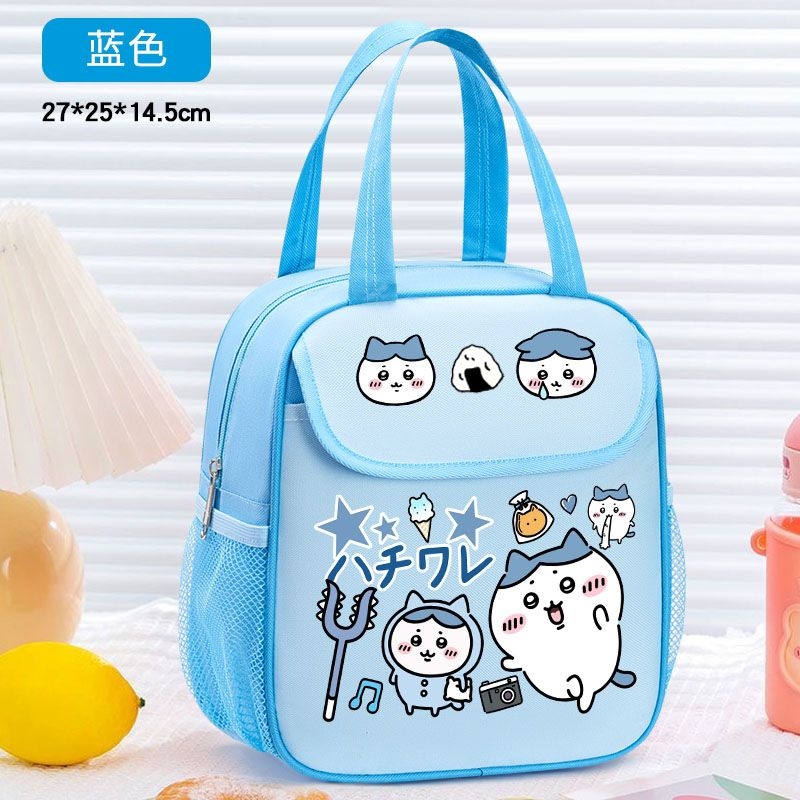 Food Storage Warmer - Chiikawa 断熱ランチバッグ かわいい漫画プリント 防水保温食品トート ポータブルスクール弁当収納ハンドバッグ