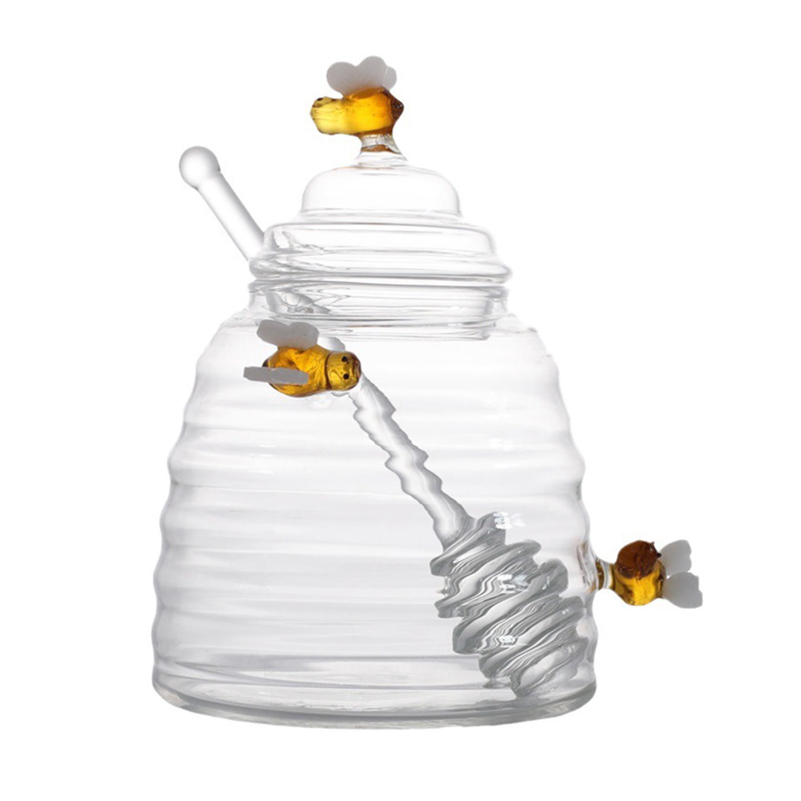 Food Storage With Glass Lids - 蜂蜜瓶 蜂蜜ポット 撹拌棒と蓋付き ガラス瓶保存容器 家庭用 誕生日