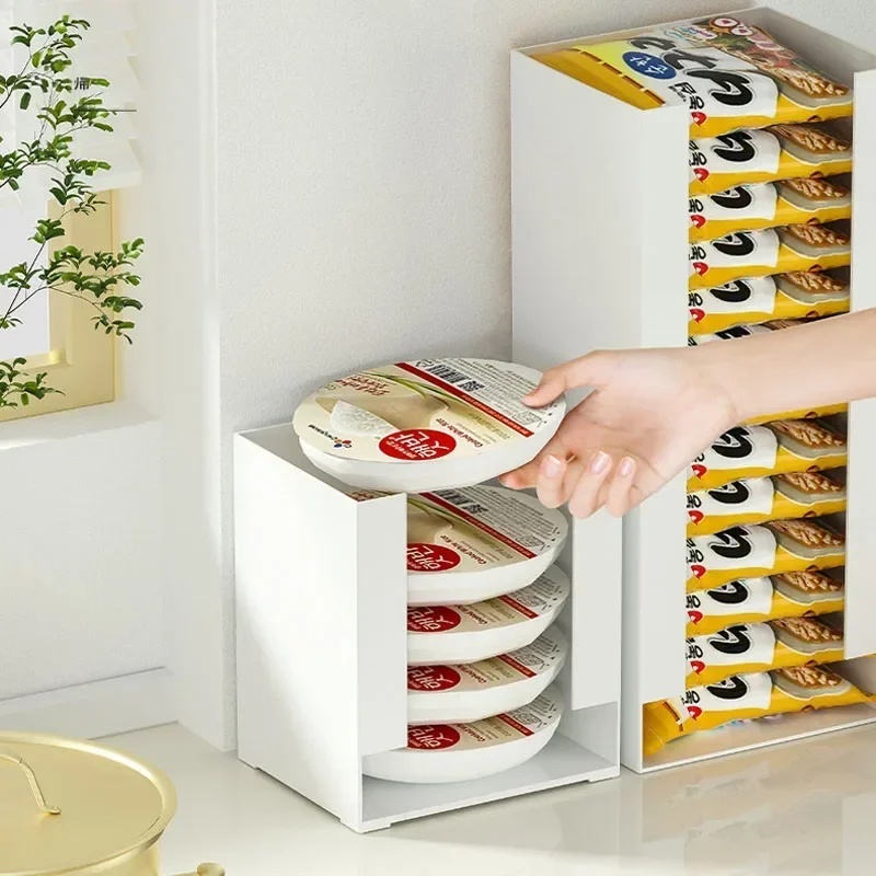 Food Storage Kitchen Cabinet - インスタントラーメン収納ボックス 多機能キッチンオーガナイザー ラーメンカップ用 パントリー食品収納容器 積み重ね可能なキャビネットシェルフ