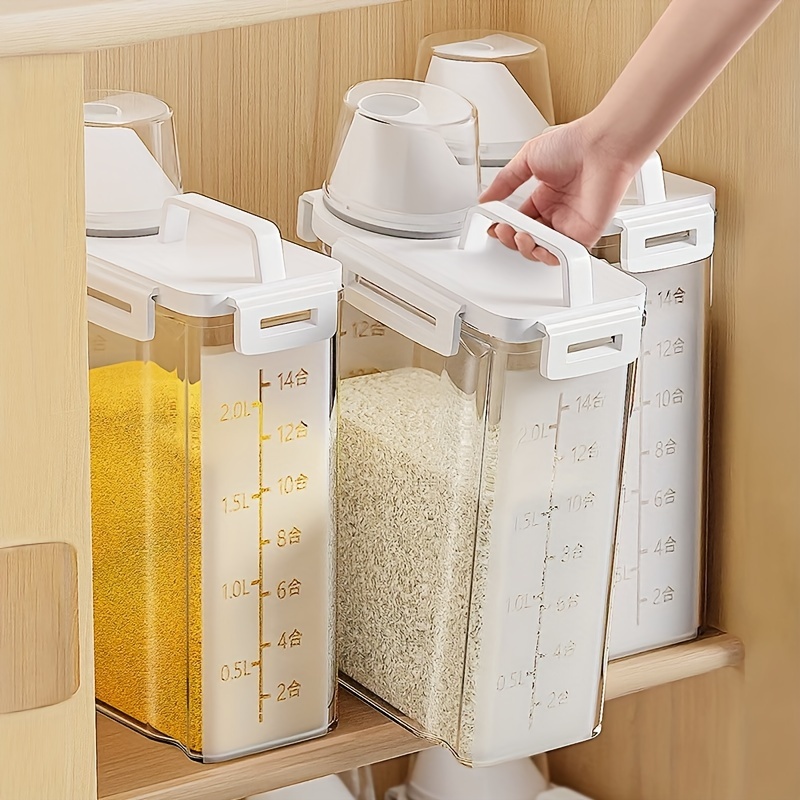 Food Storage Containers Glass - 1pc 保存容器、家庭用防虫および防湿密閉保存タンク蓋付き、ポータブルおよび漏れ防止食品ストア