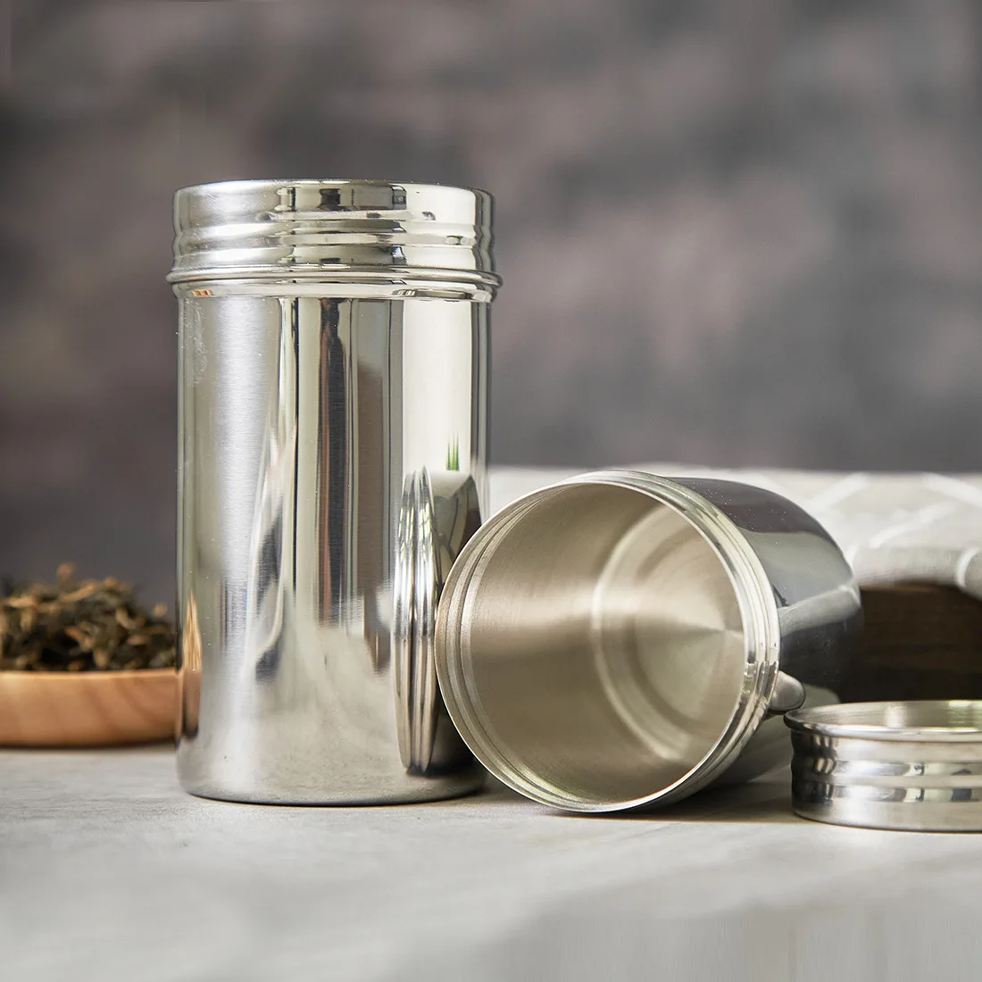 Airtight Cereal Jar - ステンレス製密封保存瓶、コーヒー豆、小麦粉、シリアル、砂糖用の携帯用気密食品保存容器
