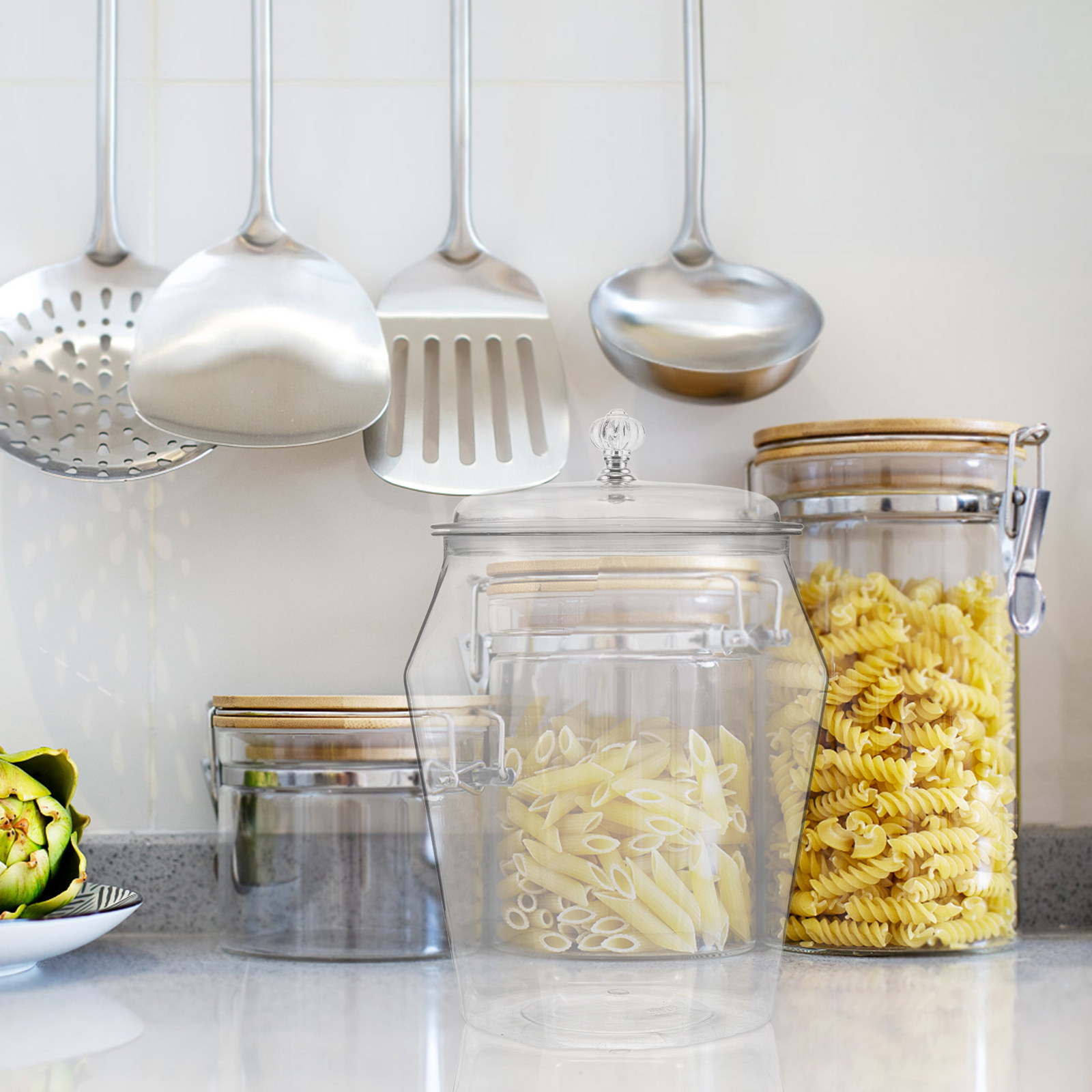 Airtight Cereal Jar - 7L透明プラスチック製気密食品保存容器 密閉蓋付き パントリー整理容器 シリアル、米、穀物、乾燥食品、生鮮食品用 キッチン用
