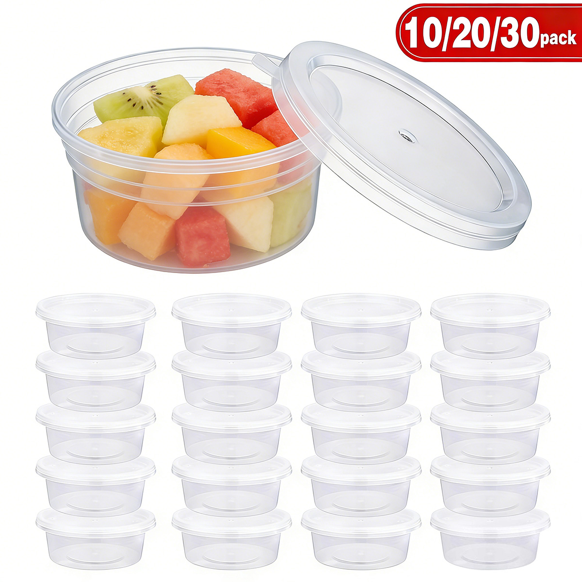 Food Storage Meals - 10/20/40個入り小型スライム容器（蓋付き）、調味料容器、食品保存容器用プラスチックポーションカップ