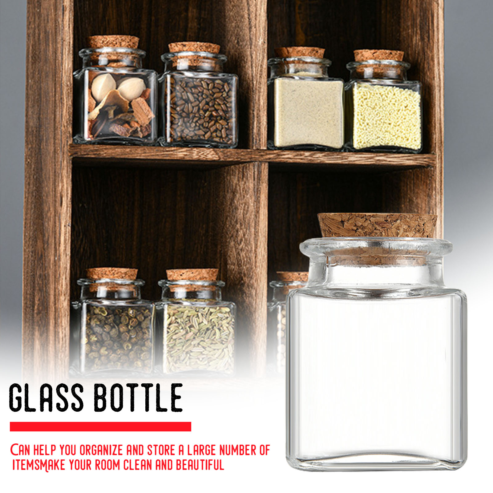 Food Storage Containers Glass - コルク付きの透明なガラス瓶,スパイスメッセージバイアル,空のウィッシュボトル,パーティーデコレーション用の空の小さな瓶,50ml, 5個,10個