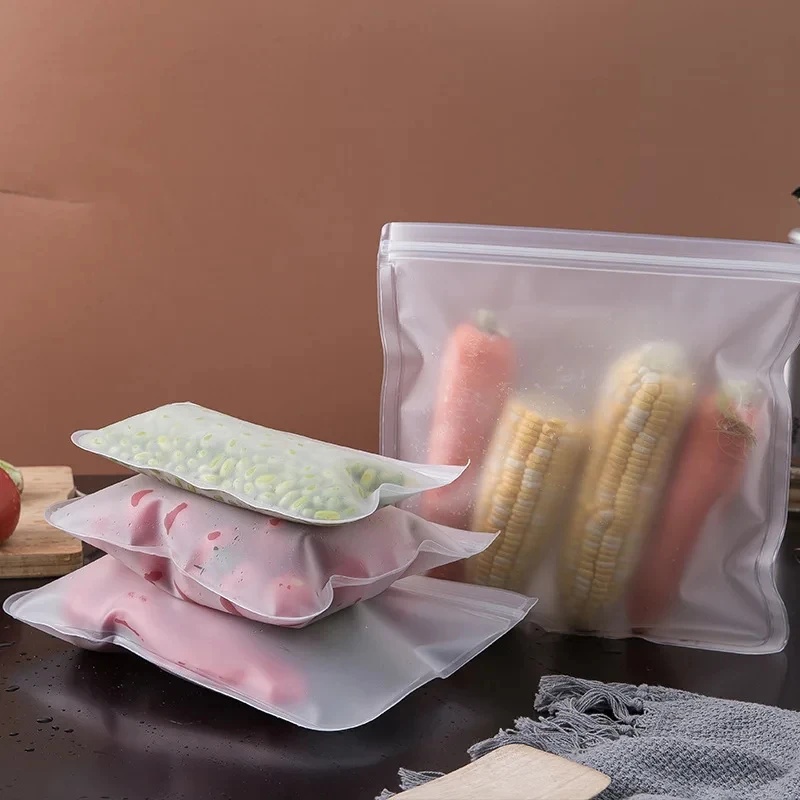 Food Storage Bags Reusable - 1-4個入りシリコン製食品保存袋、フレッシュバッグ、再利用可能な自立型ジップロックバッグ、漏れ防止食品バッグ、フレッシュラップジップロックバッグ