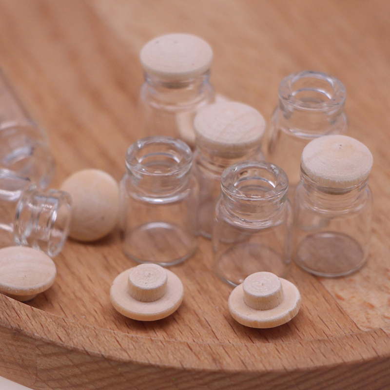 Food Storage With Glass Lids - 4 個 1:12 ドールハウスミニチュアガラス瓶モデルキャンディージャー収納瓶木製蓋付き装飾食品おもちゃアクセサリー