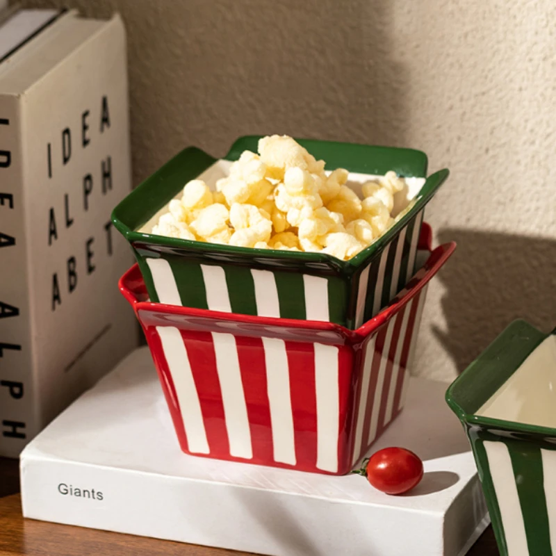 Food Storage Meals - クリエイティブなセラミック四角いボウル、家庭用食品容器、フランスのフライドポテト、鶏、デザートボウル、キッチン用品