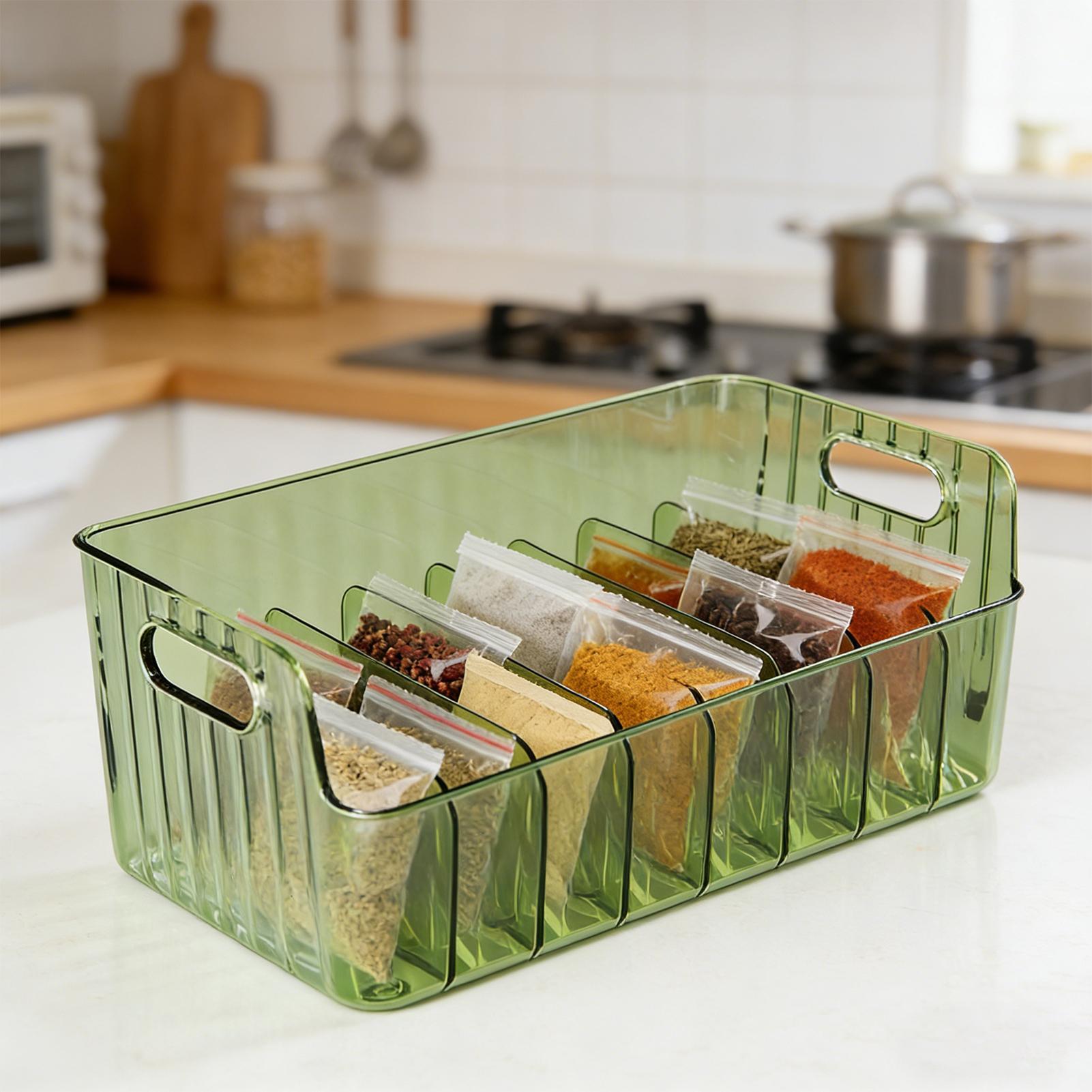 Food Storage Kitchen Cabinet - スパイスラック透明分割型化粧品食品収納ボックスカウンタートップスパイス棚キッチンパントリーキャビネットオーガナイザー大容量