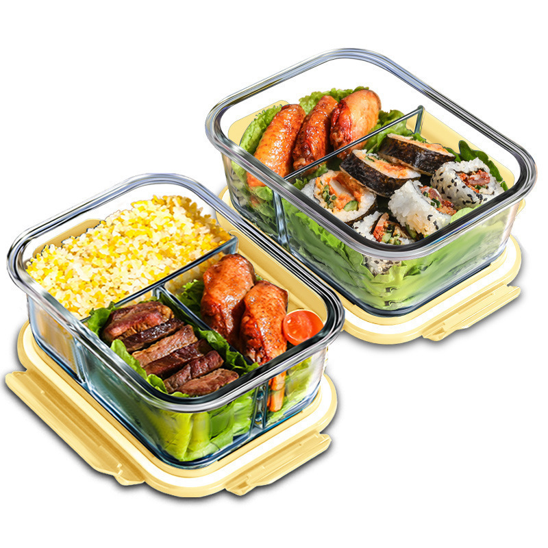 Food Storage Containers Glass - ガラス製鮮度保持容器 高硼珪酸耐熱電子レンジ弁当箱 冷蔵庫専用密閉ボウル 食品保存容器