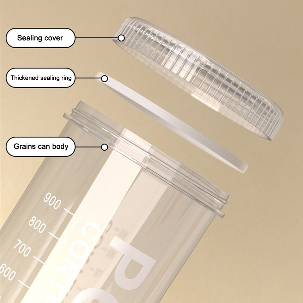 Airtight Cereal Jar - 大容量キッチン食品保存容器 透明 密閉穀物鮮度保持ボックス 家庭用プラスチックシリアルジャー