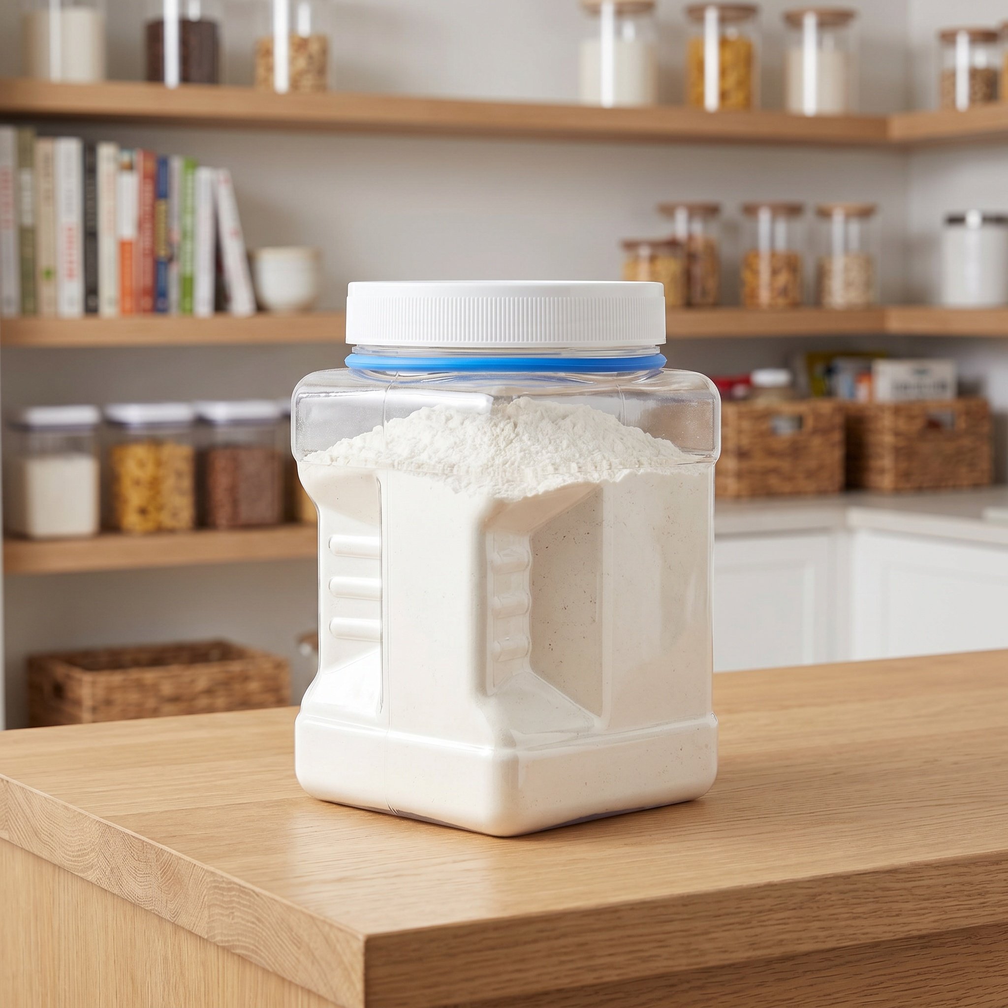 Food Storage Jars - 6個入り透明正方形密閉保存容器 広口プラスチック容器 再利用可能なパントリーオーガナイザー スナック保存容器 ドライフードホルダー