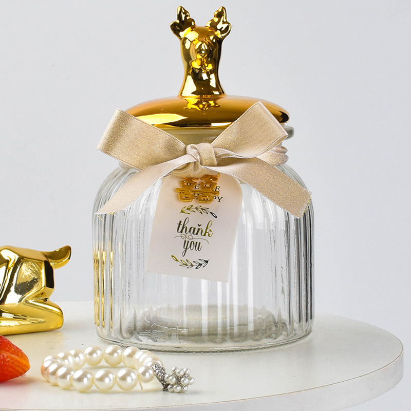 Food Storage Set Glass - キラキラ輝くクリアガラス保存瓶 蓋付き ガラス食品保存容器 キャンディボトル フルーツタンク キッチン食品密封瓶