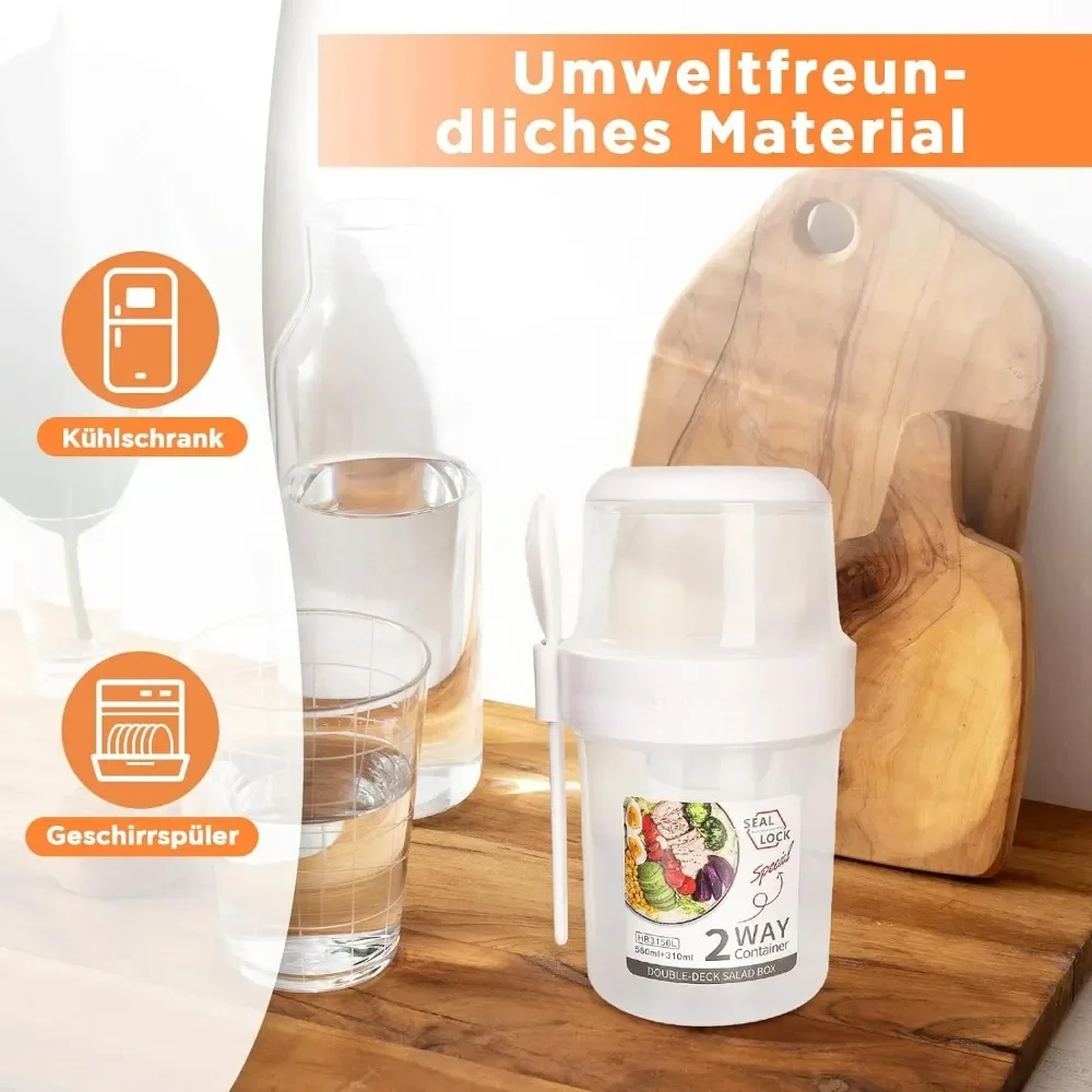Food Storage Yogurt - サラダカップ 朝食カップ ポータブル食品保存弁当箱 オートミール シリアル ナッツ