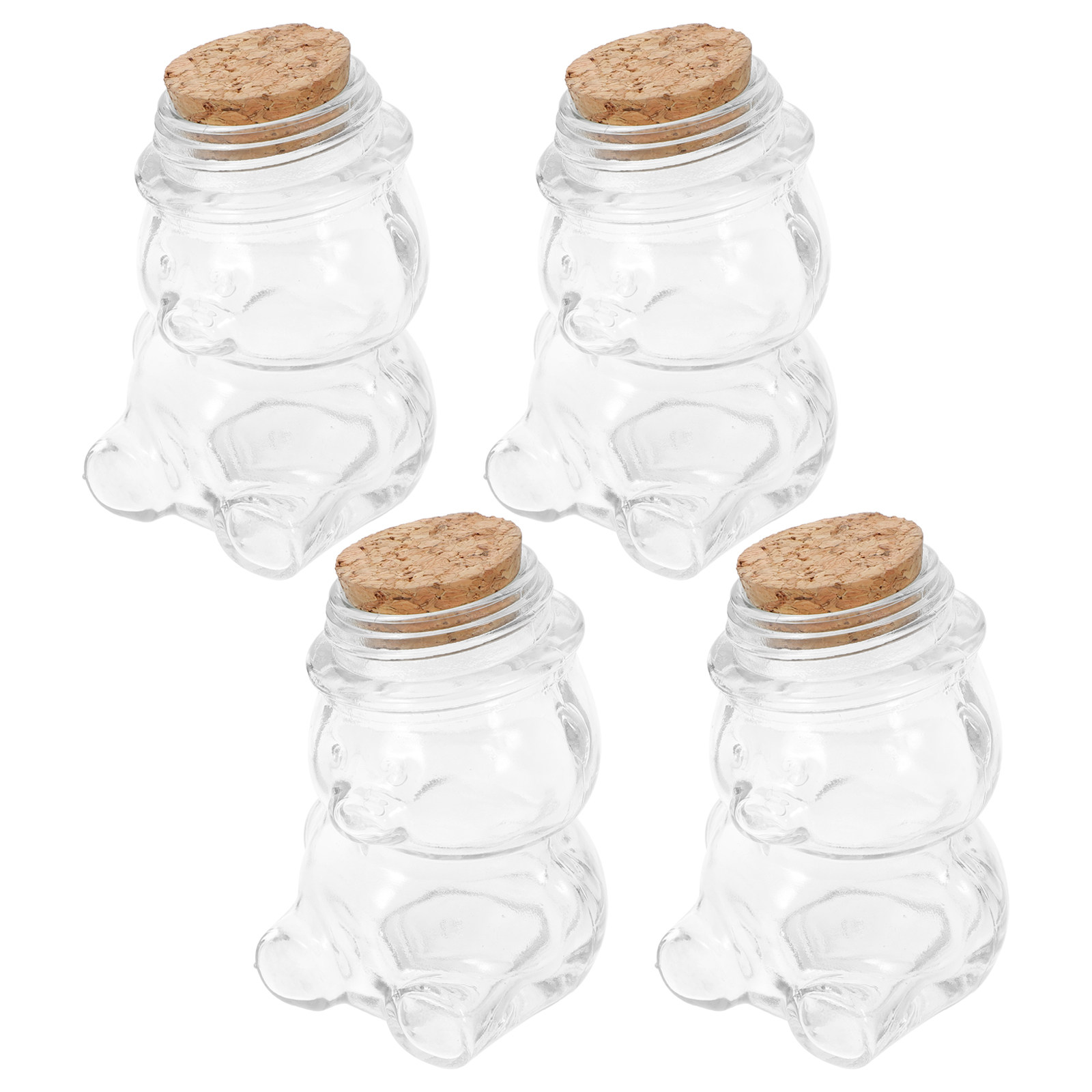 Food Storage Containers Glass - 4個入りガラスキャンディジャーセット 透明な気密食品保存容器 お菓子、ビスケット、紅茶、コーヒー、砂糖、塩、胡椒、ジュエリー用