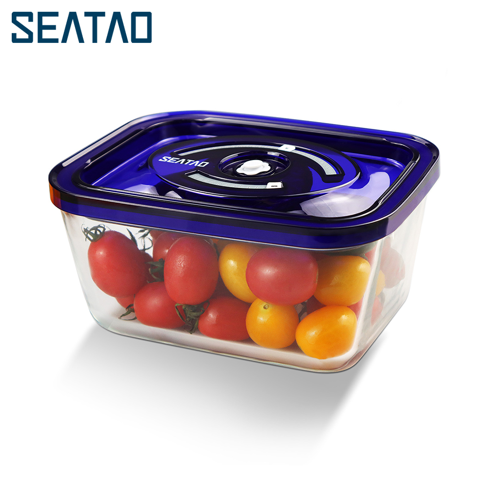 Food Storage With Glass Lids - Seataoガラス食品収納コンテナは、食事の準備をしている蓋付きの真空シーラー気密ストレージコンテナを保存します
