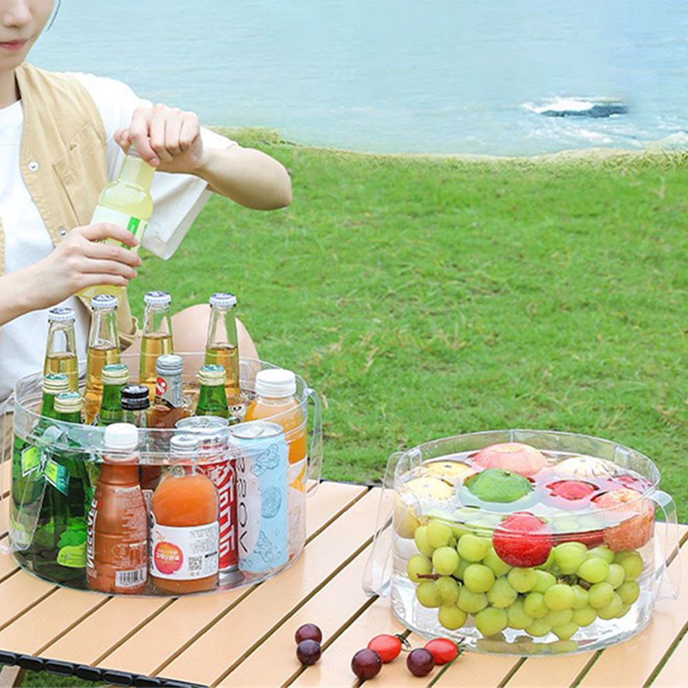 Food Storage Not Plastic - 折りたたみ透明バケツピクニックフルーツバスケットポータブルクリア水盆地食品保存屋外洗面器観光キャンプ使用