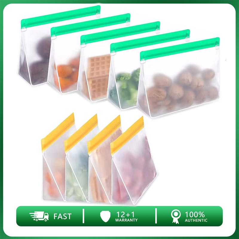 Food Storage Reusable Bags - 食品保存用の再利用可能なジップロックシリコンバッグ,アップグレード,漏れ防止,スタンドアップトップ,冷凍庫,サンドイッチ,ペバ