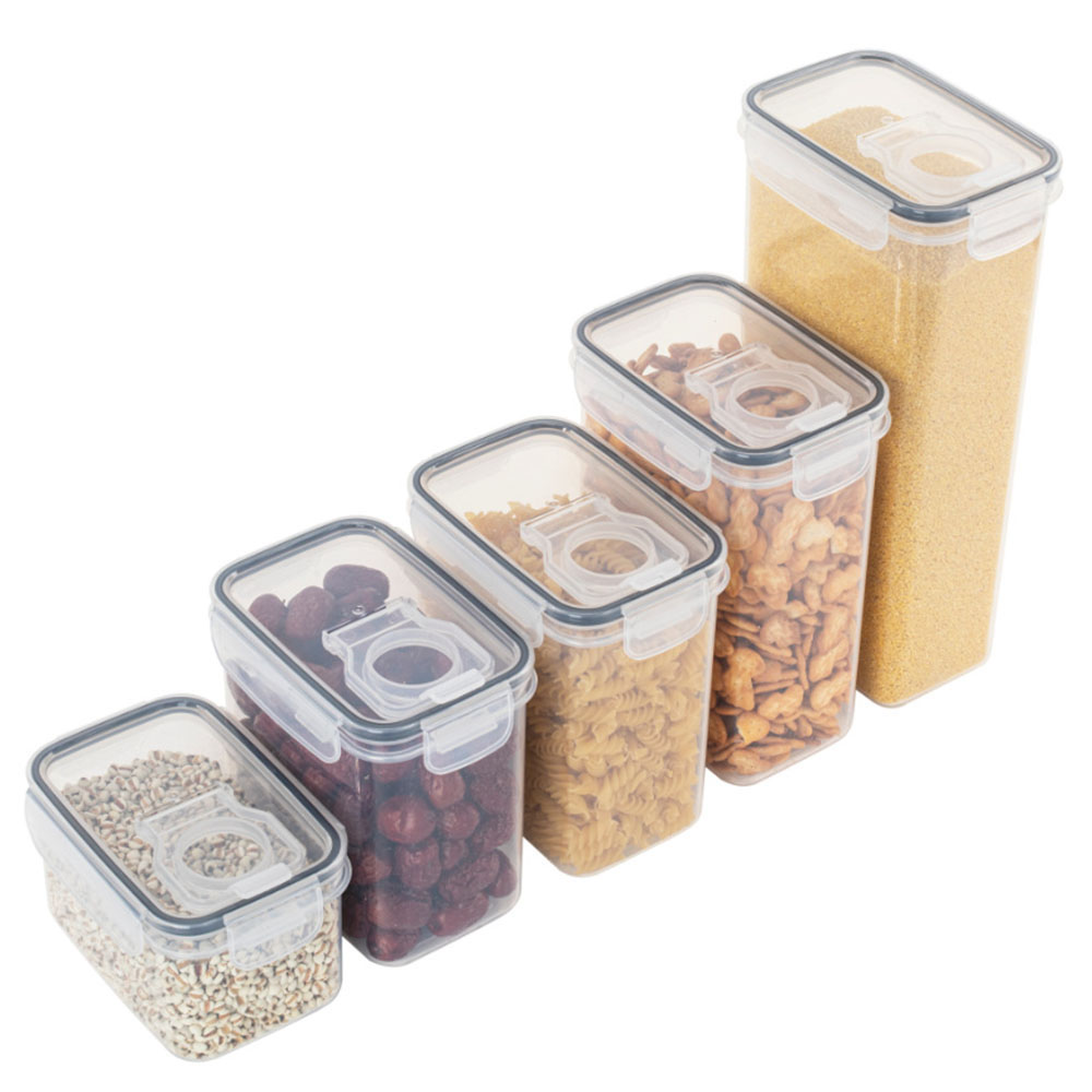 Airtight Cereal Jar - 密封されたプラスチック食品収納ボックスシリアルキャンディ乾燥瓶蓋付き冷蔵庫ストレージタンクコンテナ家庭用品キッチンオーガナイザー