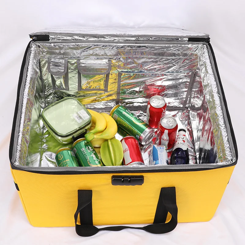 Food Storage Reusable Bags - 80L ポータブル大型ピザ配達用保温バッグ 再利用可能 厚手 食品保存ボックス アルミ箔製
