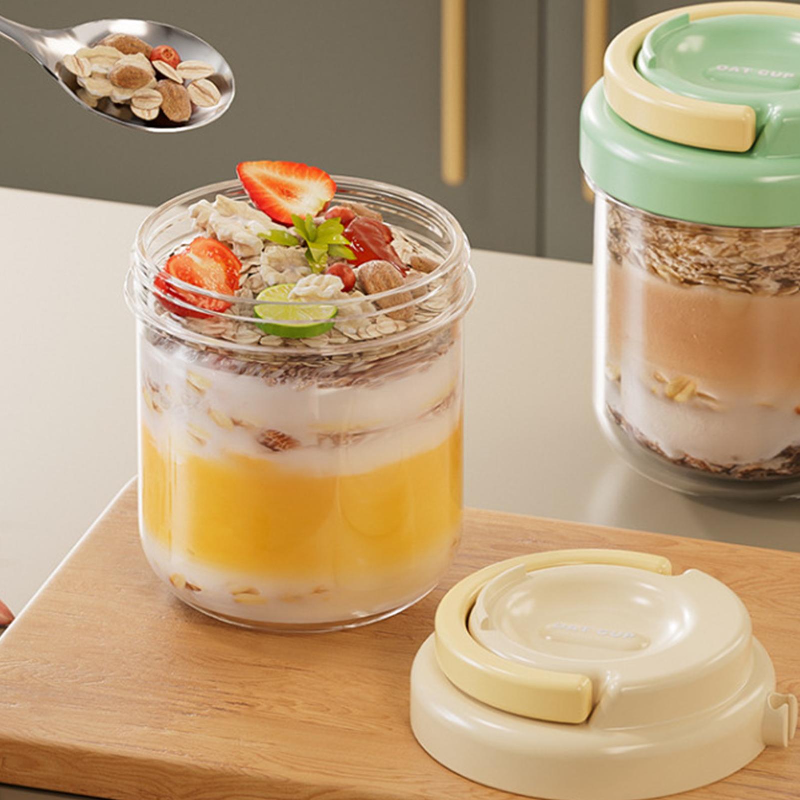 蓋付きガラス瓶 400ml 気密性漏れ防止朝食カップ スプー - Airtight Cereal Jar のレビューと価格