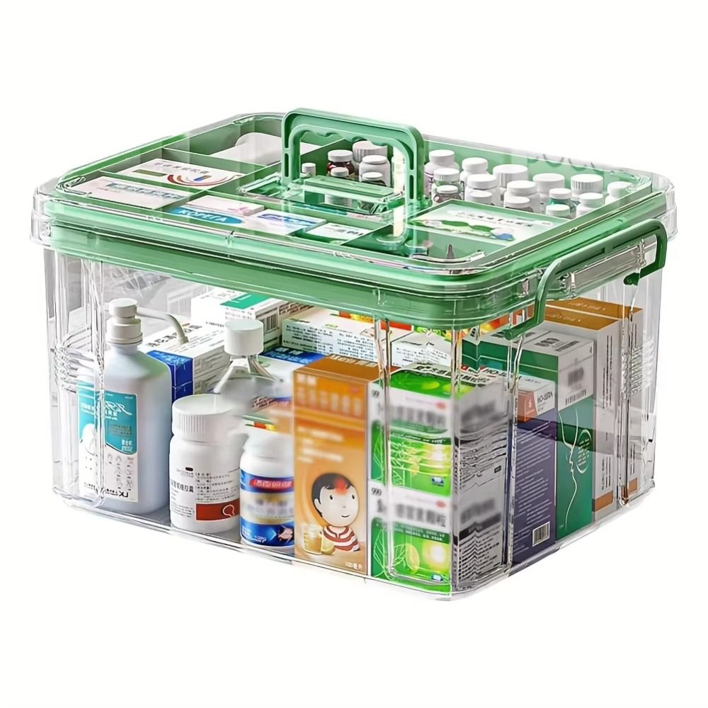 ポータブル二重層薬収納ボックス ハンドル付き プラスチック製 - Food Storage Emergency のレビューと価格