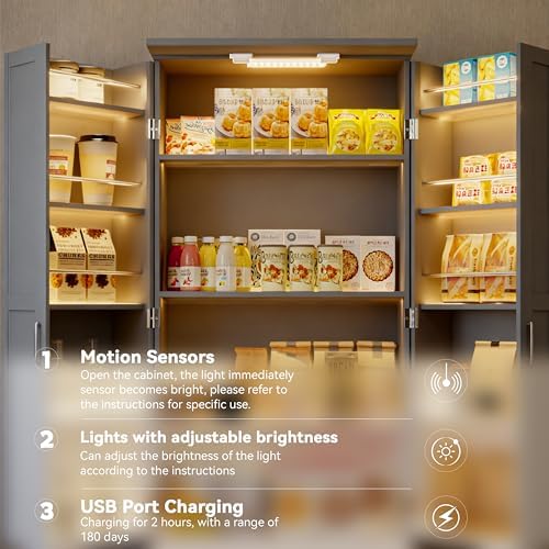 72インチLEDキッチンパントリーキャビネット、3段引き出し - Food Storage Kitchen Cabinet のレビューと価格