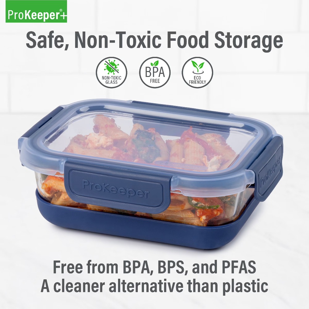 2.8カップガラス製食品保存容器、シリコンベースと気密ロック - Food Storage With Glass Lids のレビューと価格