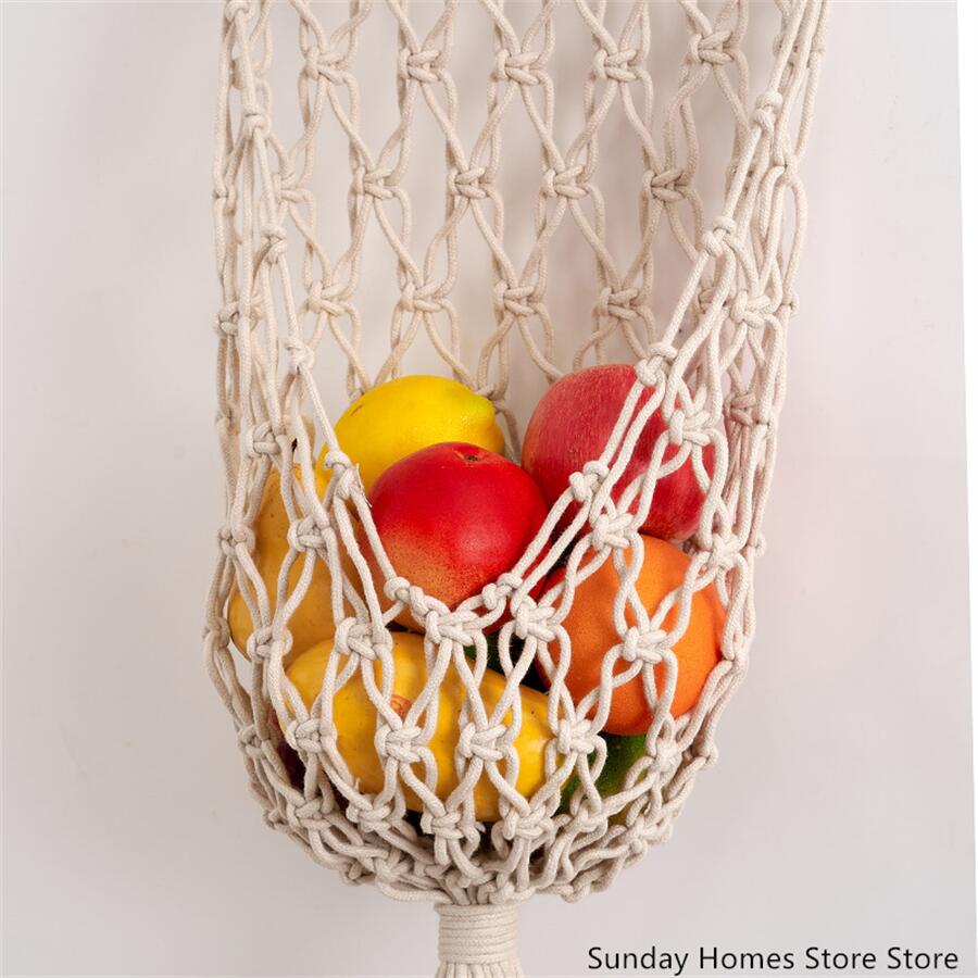 マクラメ-果物と野菜の収納バスケット,ハンギングウォールホル - Food Storage Kitchen Cabinet のレビューと価格