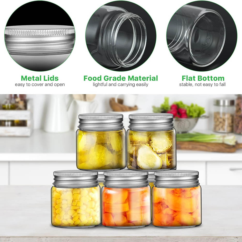 2オンス ミニメイソンジャー、蓋付き広口透明ガラスジャー、食 - Food Storage With Glass Lids のレビューと価格