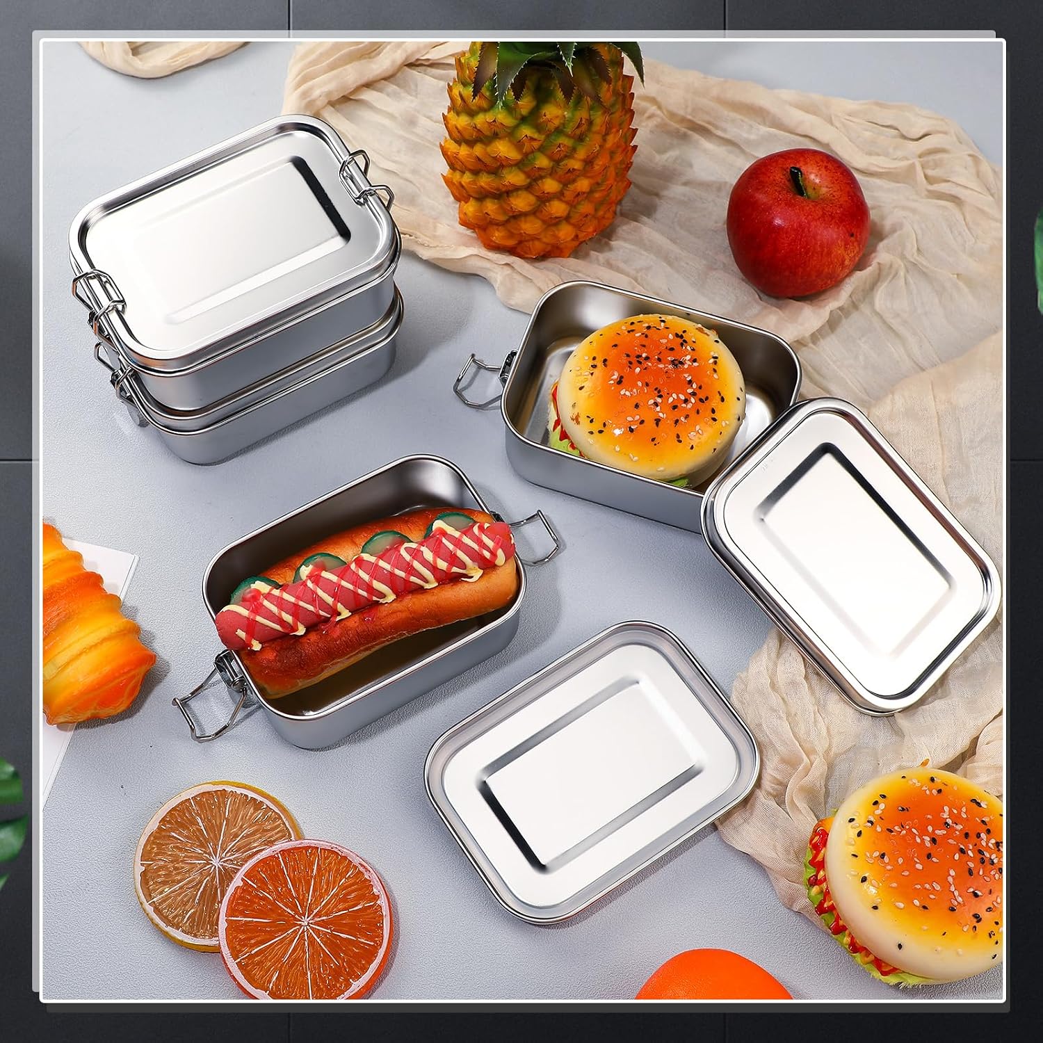 ステンレス製食品保存容器 蓋付き ランチボックス 冷蔵庫オー - Food Storage Containers B&M のレビューと価格