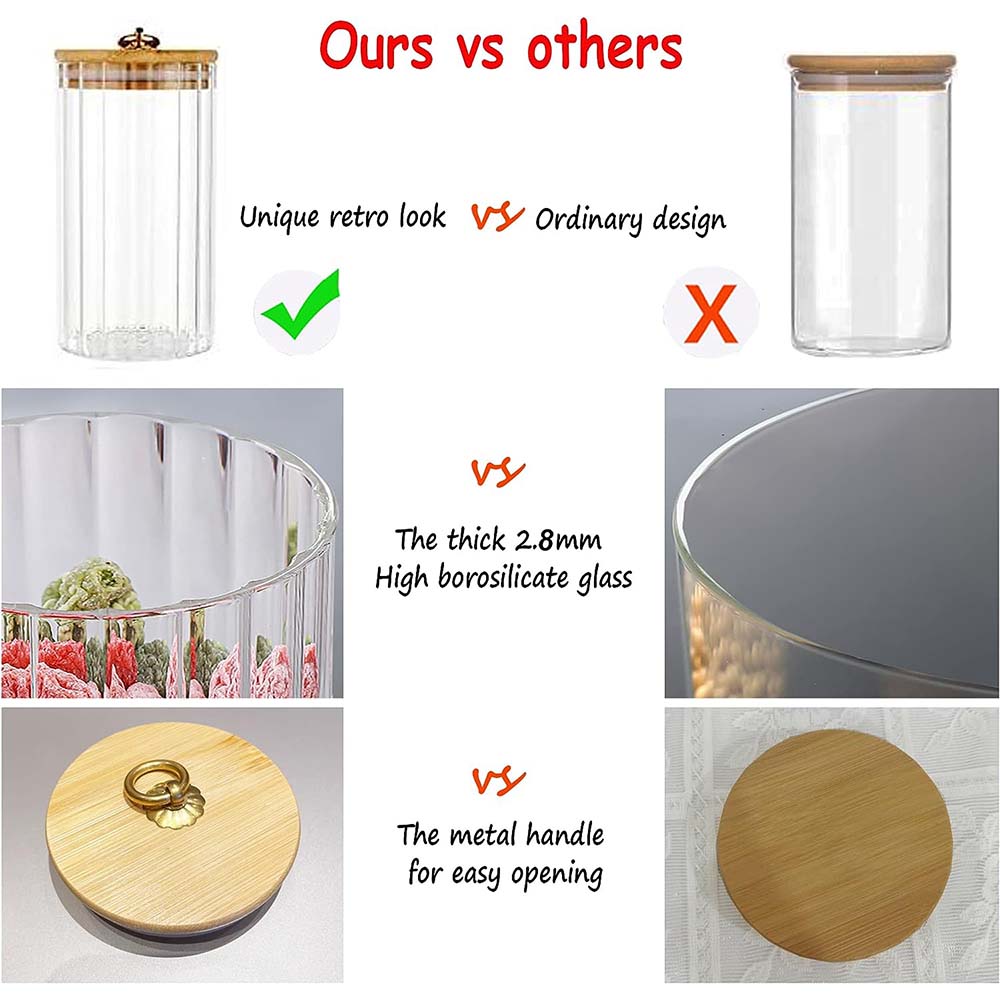 ガラス保存瓶3個セット、竹蓋付き気密食品容器、コーヒー、パス - Food Storage Set Glass のレビューと価格