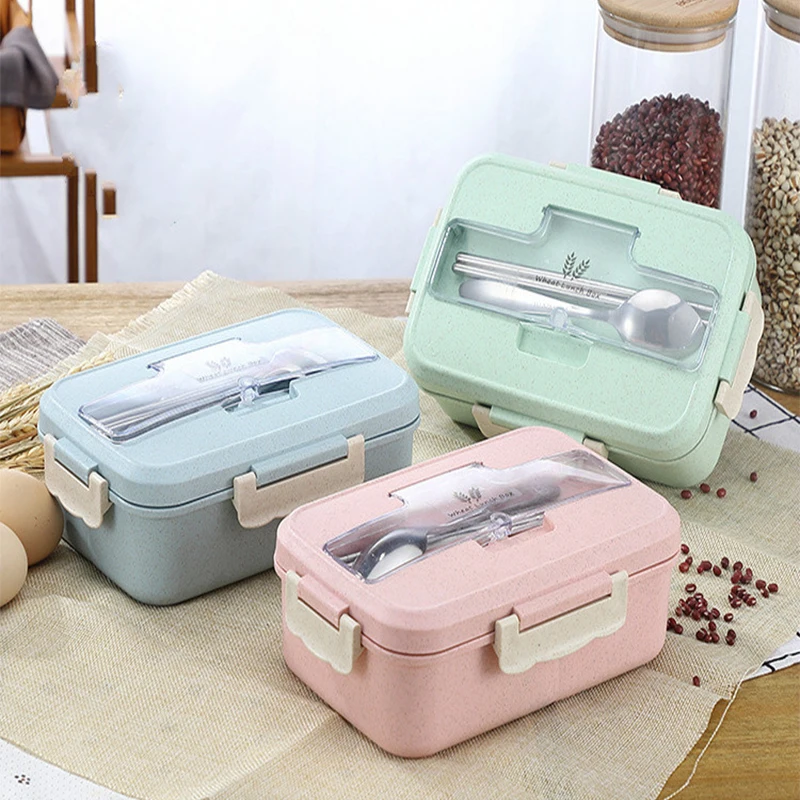 小麦麦わら電子弁当箱、食器、食品保存容器、子供、学校、オフィ - Food Storage Containers B&M のレビューと価格