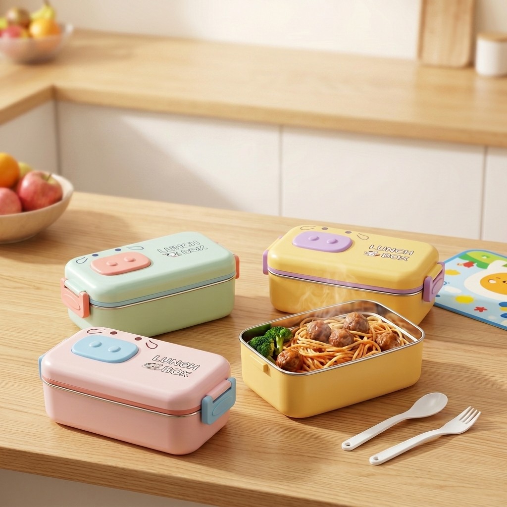 304ステンレス製弁当箱、漏れ防止仕切り付き子供用ランチボッ - Food Storage Containers B&M のレビューと価格