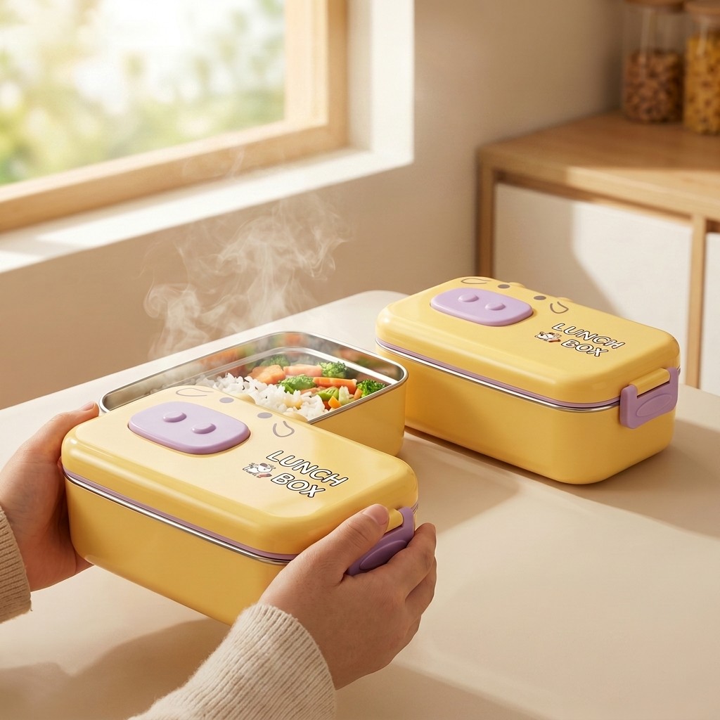 304ステンレス製弁当箱、漏れ防止仕切り付き子供用ランチボッ - Food Storage Containers B&M のレビューと価格