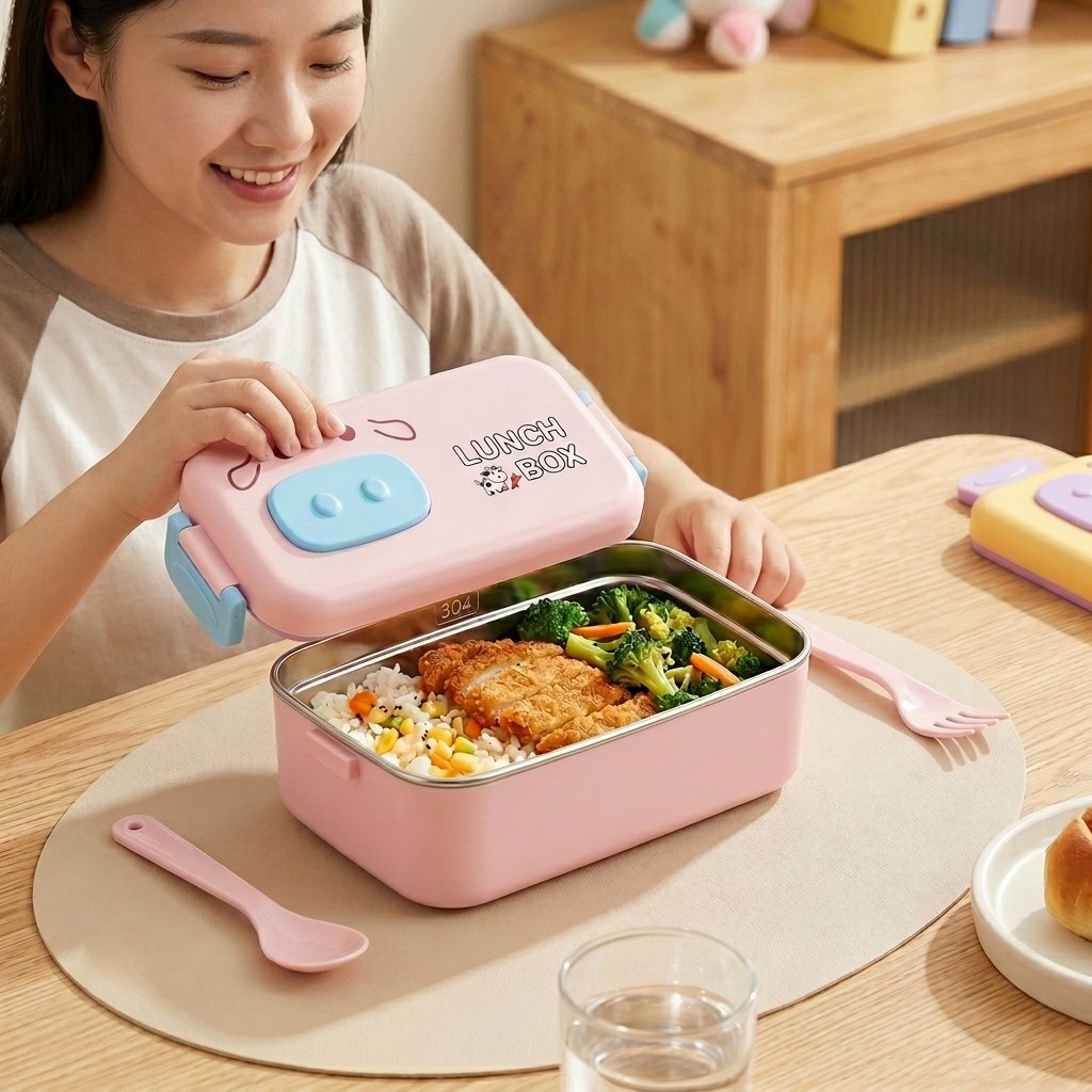 304ステンレス製弁当箱、漏れ防止仕切り付き子供用ランチボッ - Food Storage Containers B&M のレビューと価格