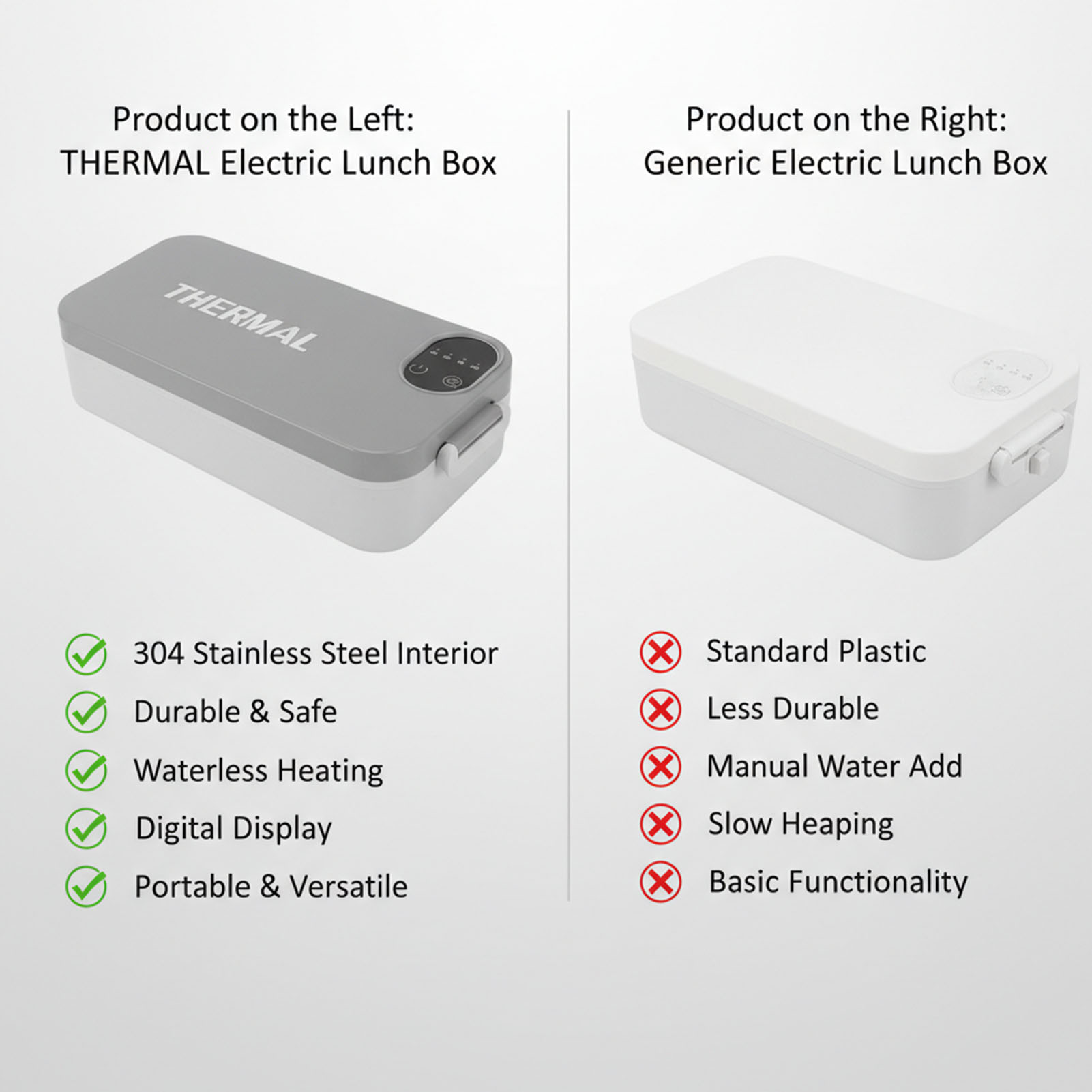 加熱式ランチボックス 304ステンレス鋼製 ポータブルフード - Food Storage Warmer のレビューと価格