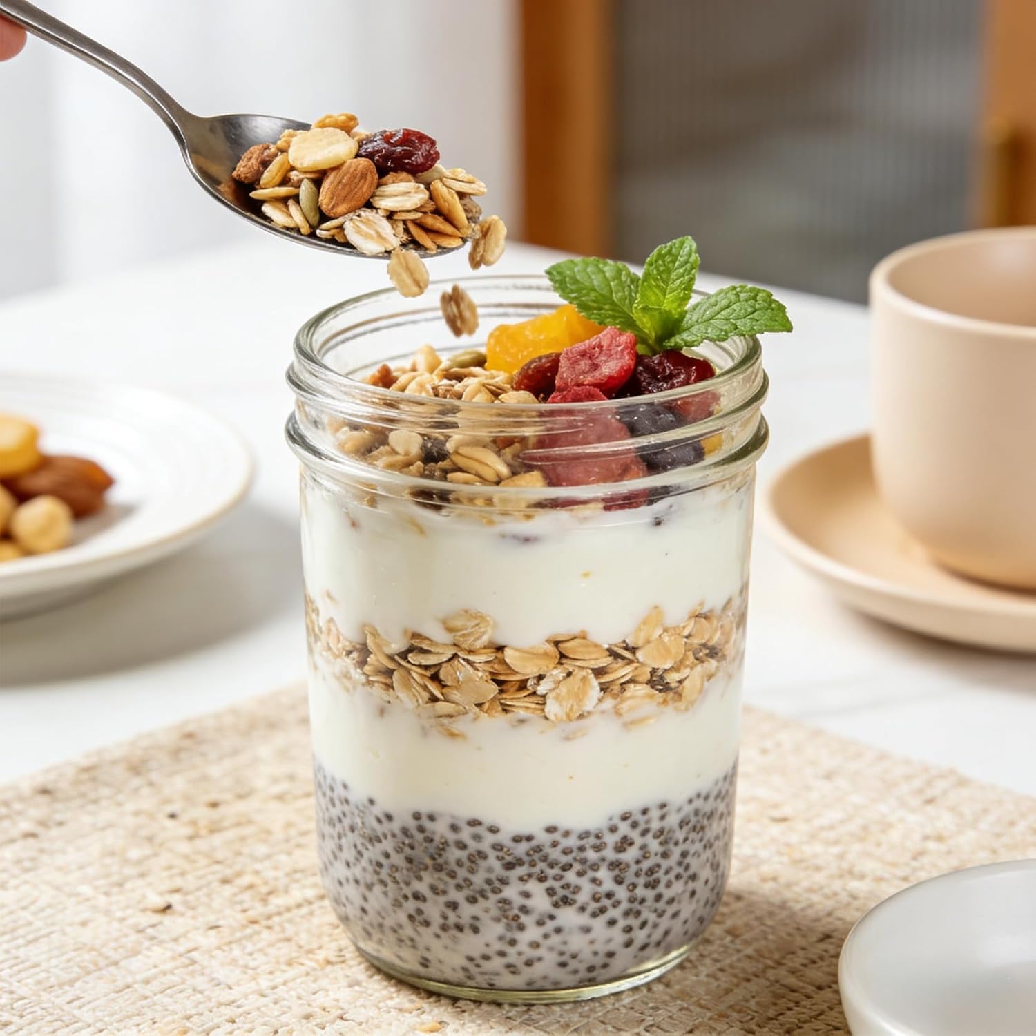 6個入り 6オンス 広口ガラス製メイソンジャー カラフルな蓋 - Food Storage Yogurt のレビューと価格