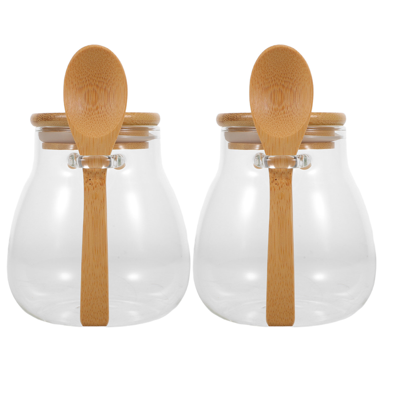 2個入り透明ガラス保存容器 スプーン付き キッチン食品保存容 - Food Storage Set Glass のレビューと価格