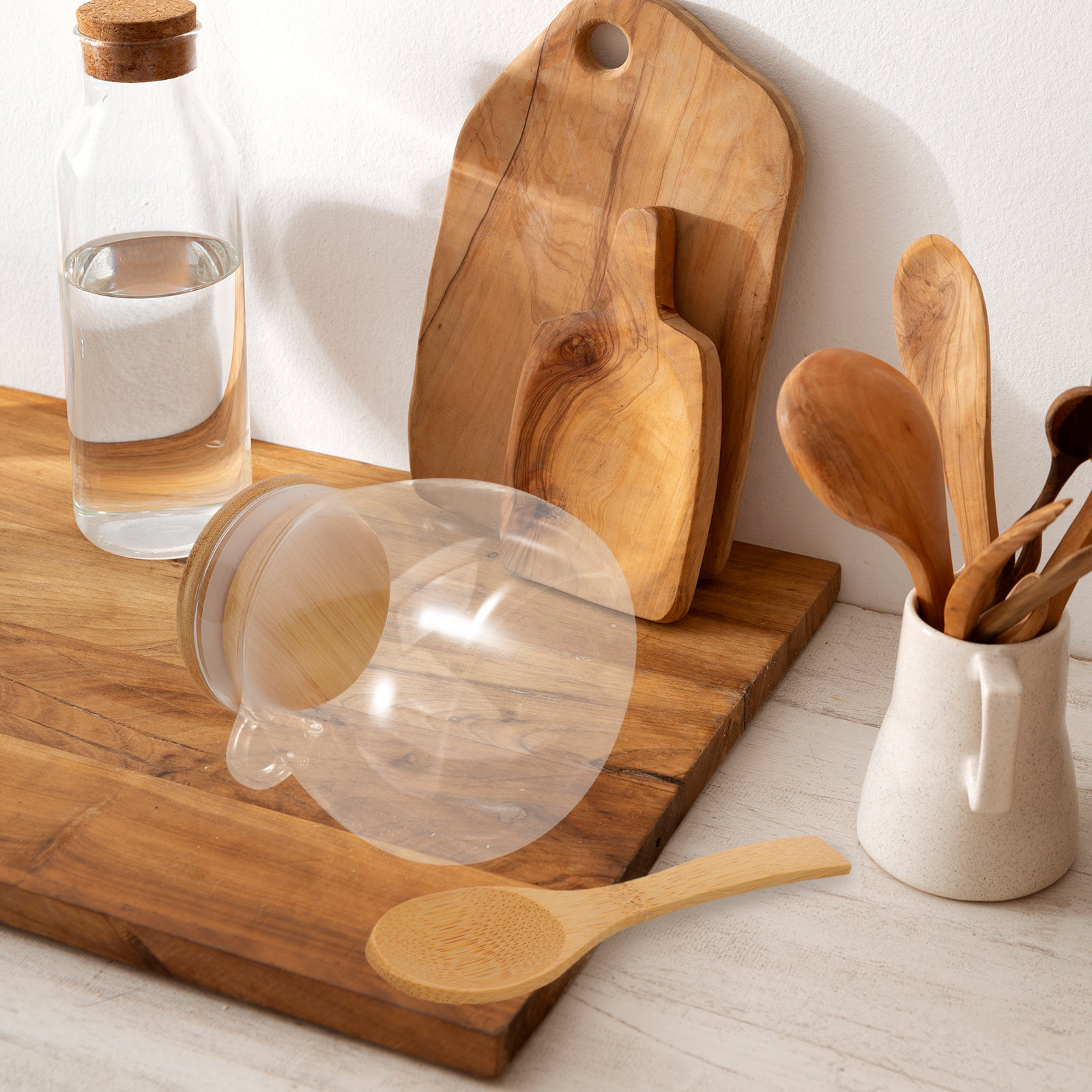 2個入り透明ガラス保存容器 スプーン付き キッチン食品保存容 - Food Storage Set Glass のレビューと価格