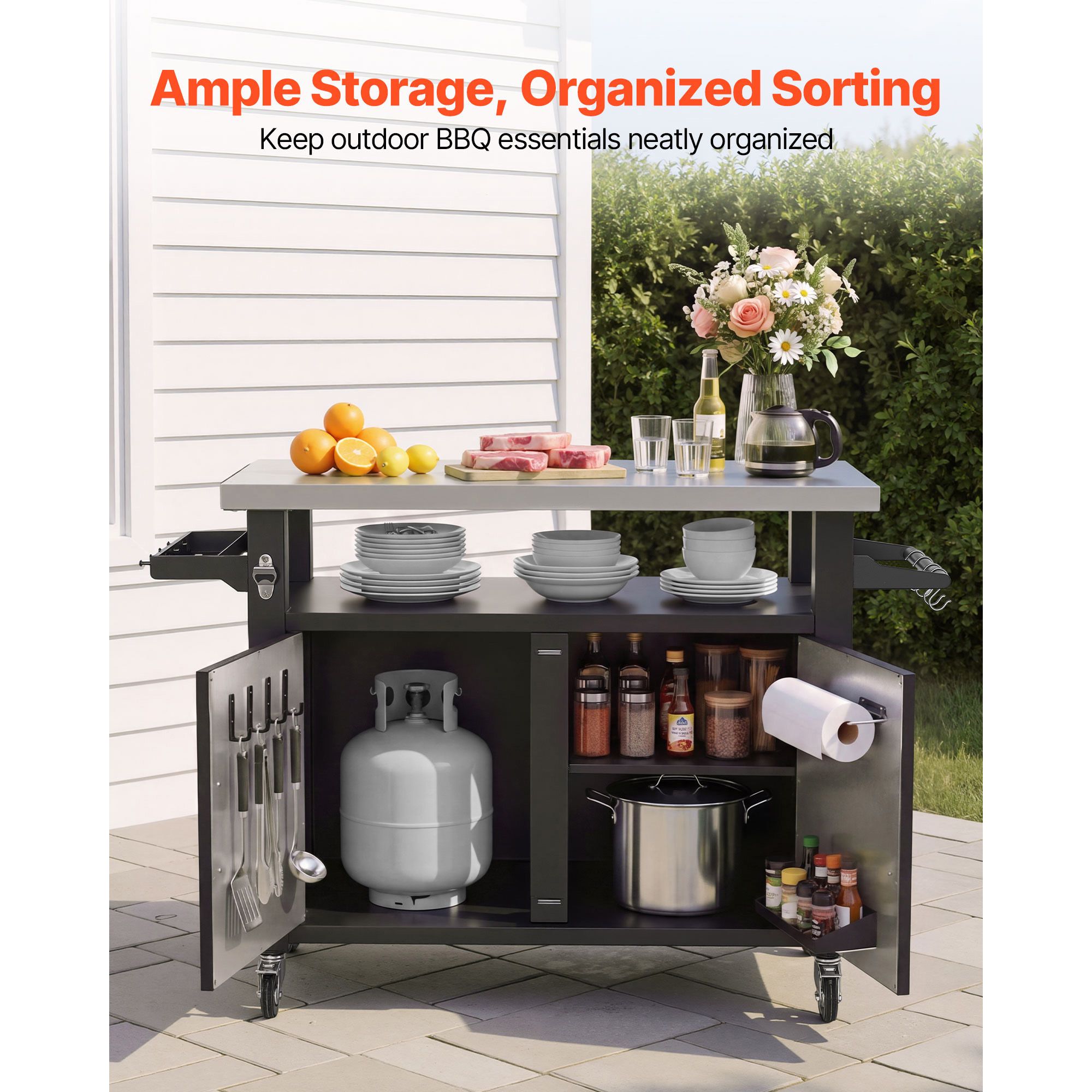 屋外グリルカート（収納キャビネット付き）、53.1インチグリ - Food Storage Kitchen Cabinet のレビューと価格
