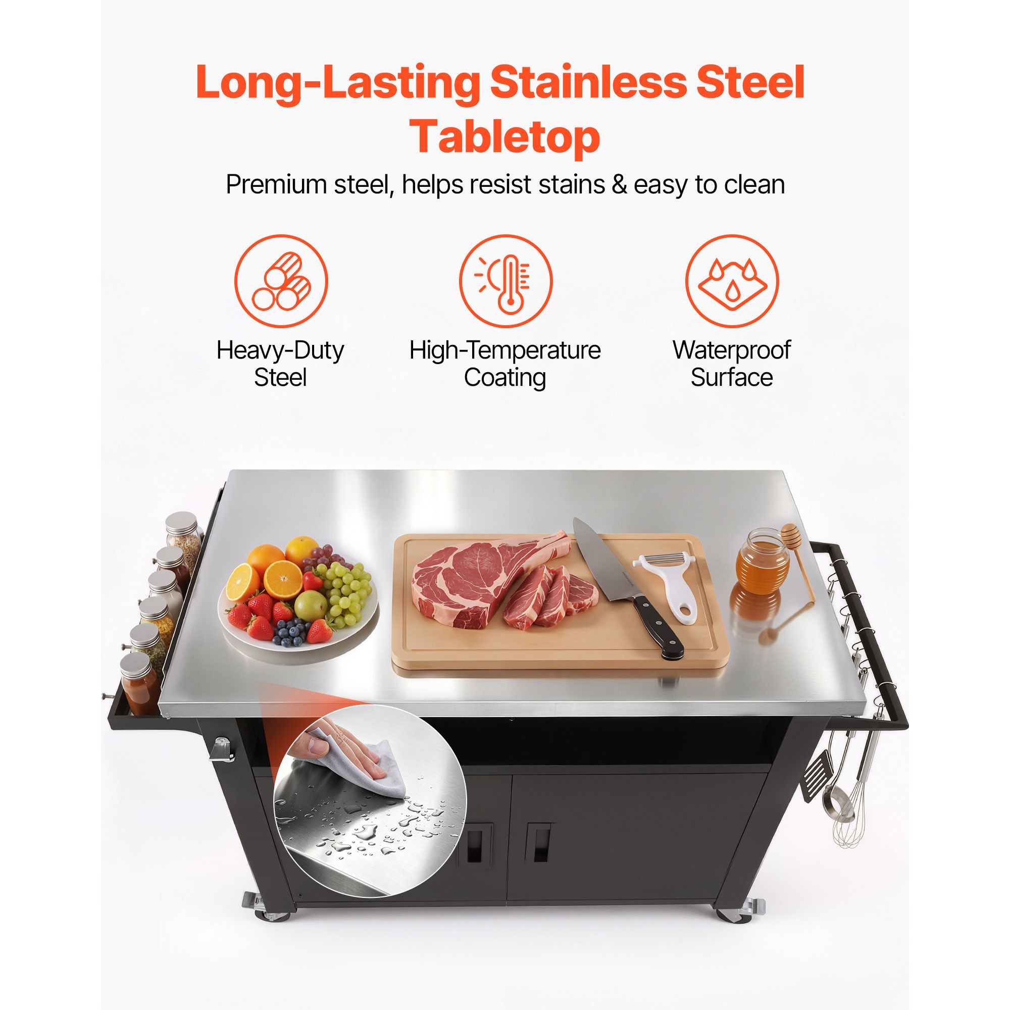 屋外グリルカート（収納キャビネット付き）、53.1インチグリ - Food Storage Kitchen Cabinet のレビューと価格