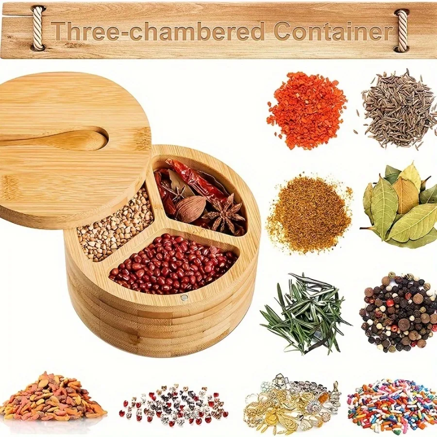 竹製の蓋付き木製スプーン調味料入れバスソルト入れキッチン収納 - Herb Keeper Container のレビューと価格