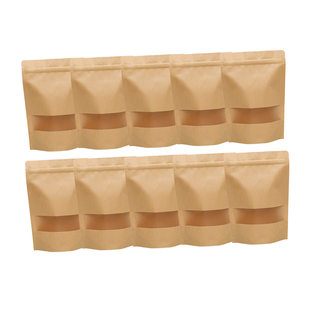 50枚入りクラフト紙ジッパー付き自立型窓付きバッグ、再利用可 - Food Storage Reusable Bags のレビューと価格