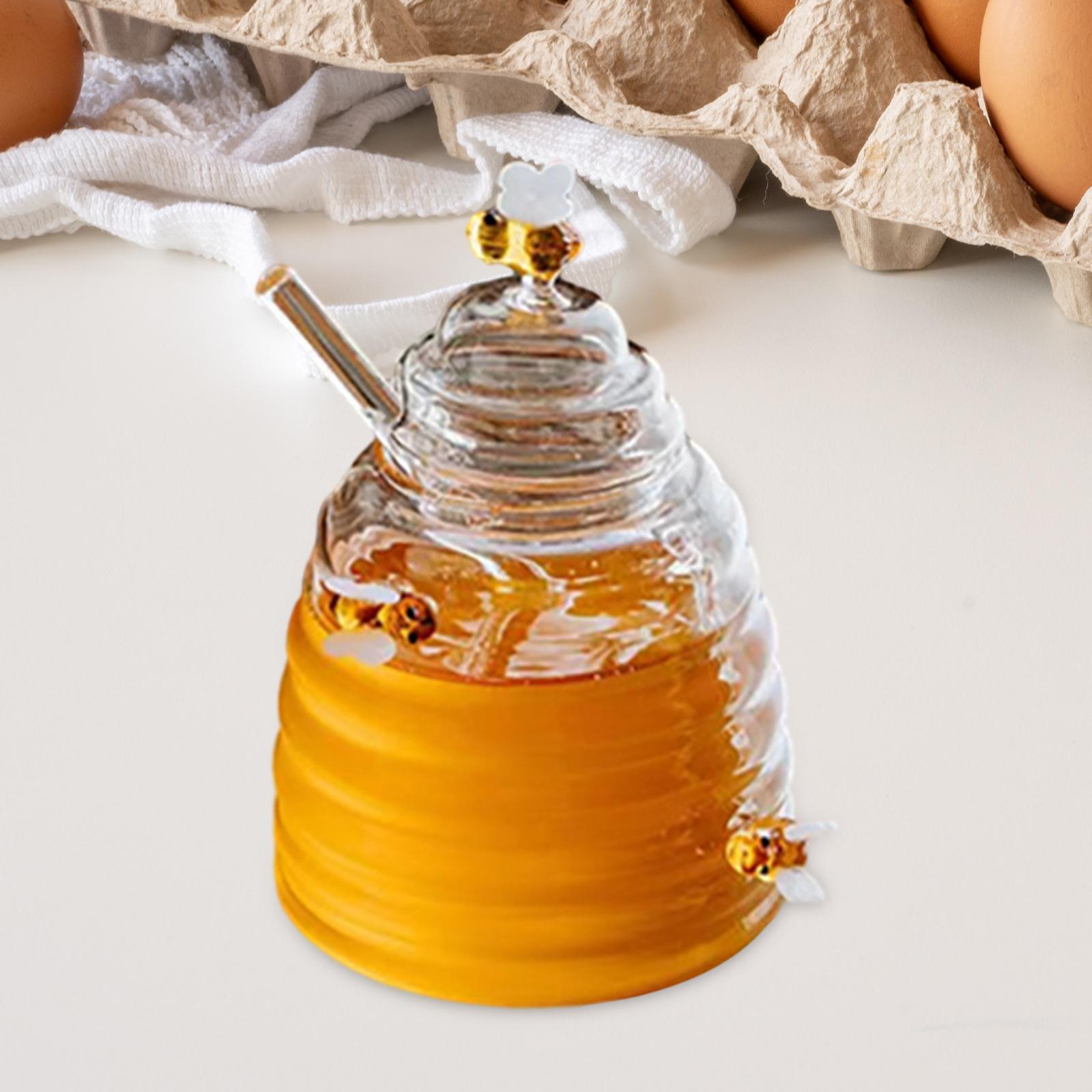 蜂蜜瓶 蜂蜜ポット 撹拌棒と蓋付き ガラス瓶保存容器 家庭用 - Food Storage With Glass Lids のレビューと価格