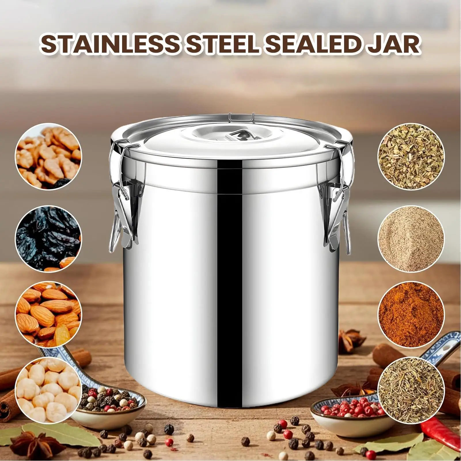 6Lステンレス製密閉ジャー、密閉食品保存容器、キッチン食品保 - Airtight Cereal Jar のレビューと価格
