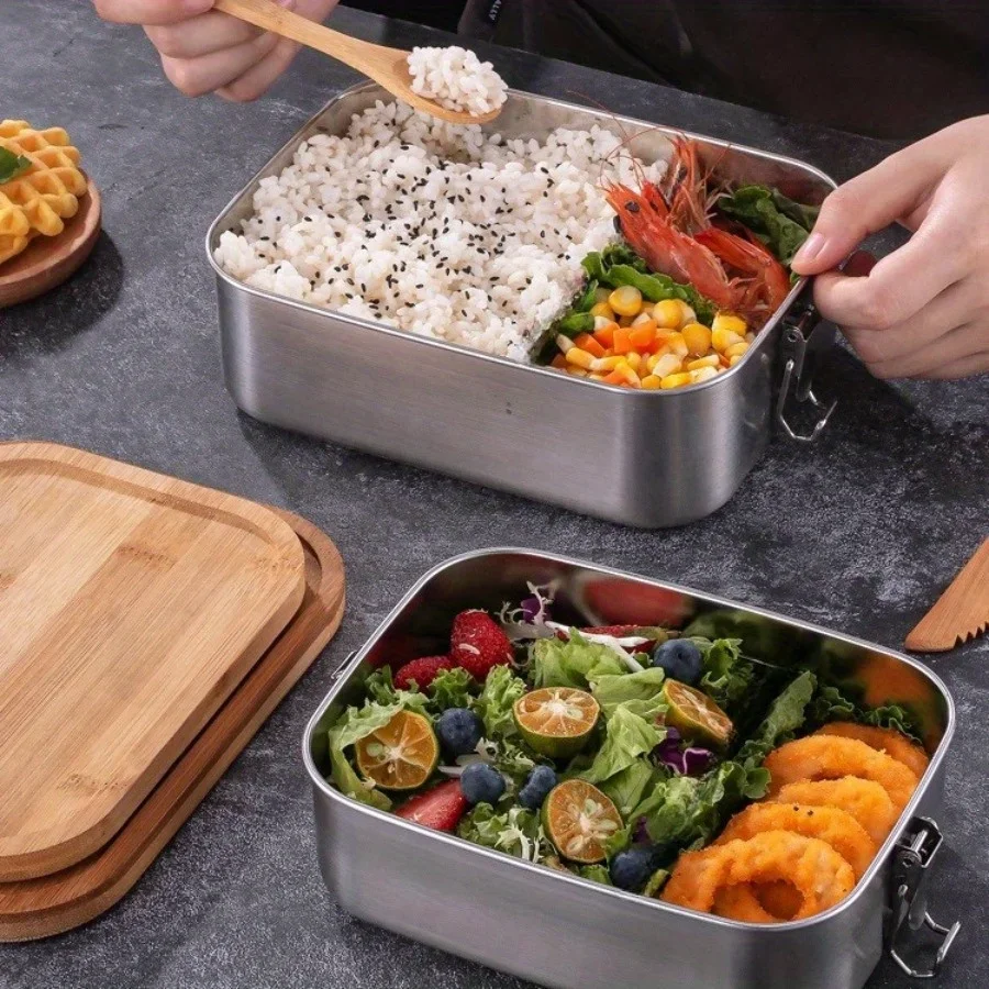 新しい304ステンレス製竹製蓋付きランチボックス、和風蓋付き - Food Storage Cupboard のレビューと価格